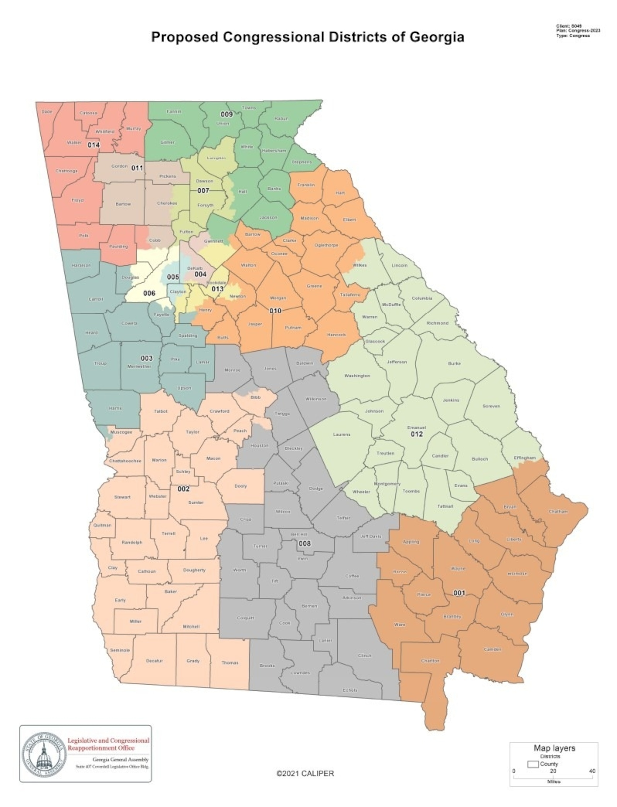 PHOTO: Proposed Congressional Districts according to the Georgia General Assembly website.
