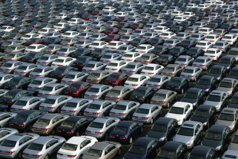 Honda Cars Wait To Be Exported From Japan CHIBA, JAPAN - JANUARY 17: About 3,000 Honda cars wait to be exported to North America at a port January 17, 2003 in Chiba, Japan. The strength of the Japanese yen against the U.S. dollar has adversely affected the export-dependent stock of Honda. (Photo by Koichi Kamoshida/Getty Images)