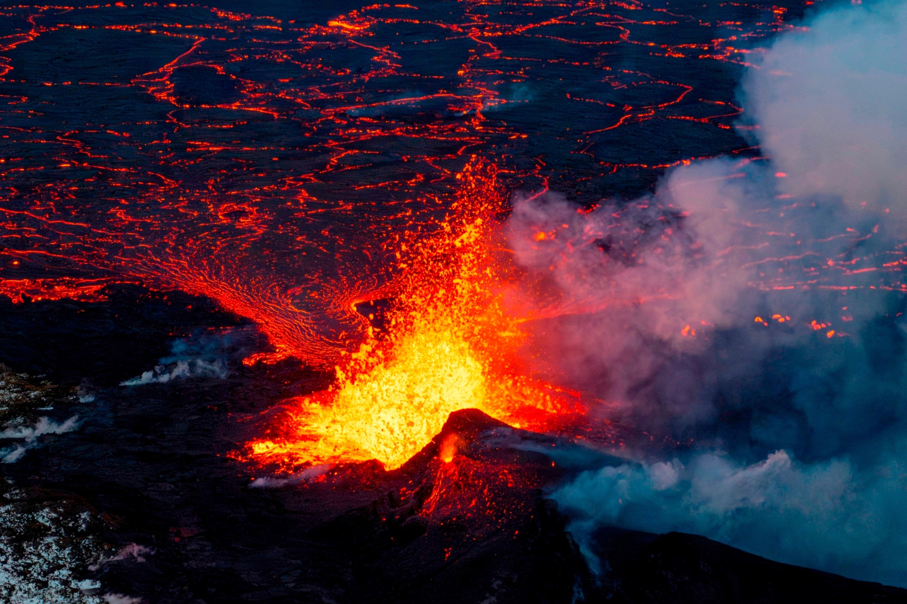 PHOTO: A close up of the Northern active segment of the original fissure of an active volcano in Grindavik on Iceland's Reykjanes Peninsula, Dec. 19, 2023.