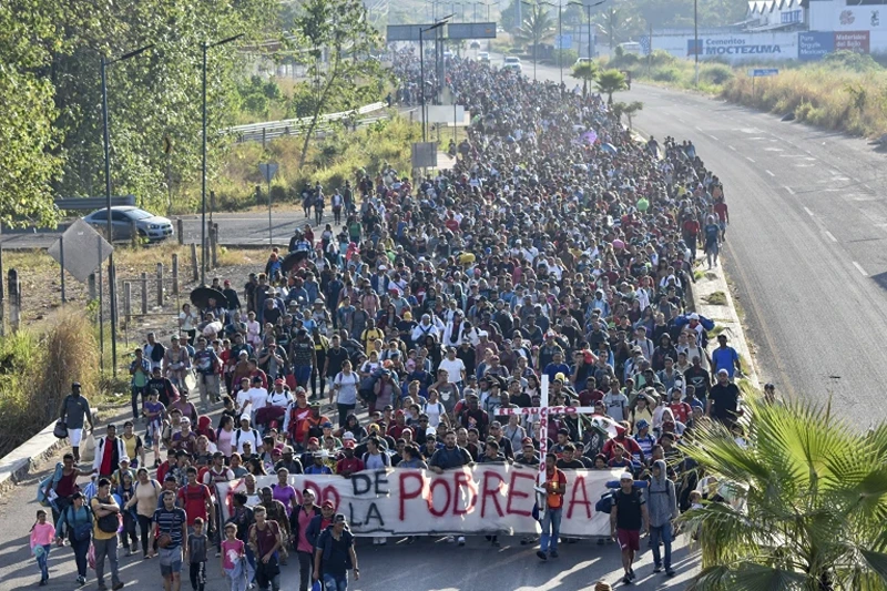 1 of 7 | Migrants depart from Tapachula, Mexico, Sunday, Dec. 24, 2023. The caravan started the trek north through Mexico just days before U.S. Secretary of State Antony Blinken arrives in Mexico City to discuss new agreements to control the surge of migrants seeking entry into the United States. (AP Photo/Edgar Hernandez
Clemente)