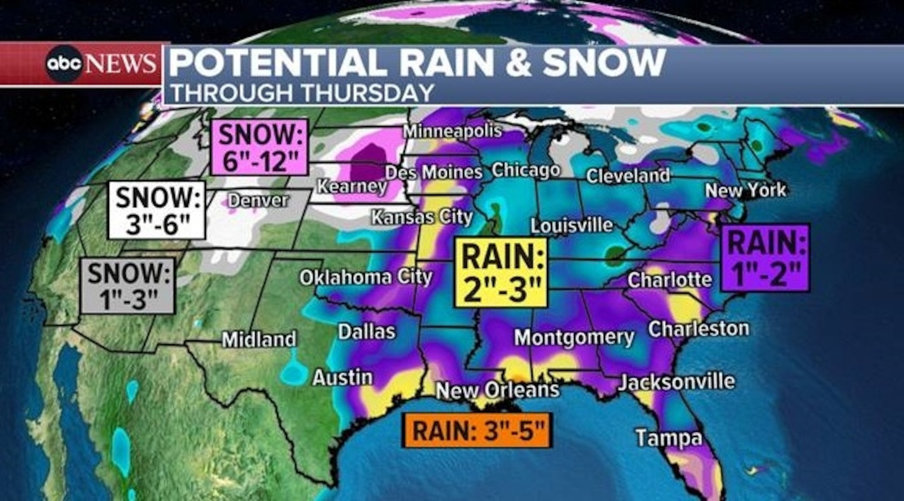 PHOTO: Potential rain and snow weather graphic