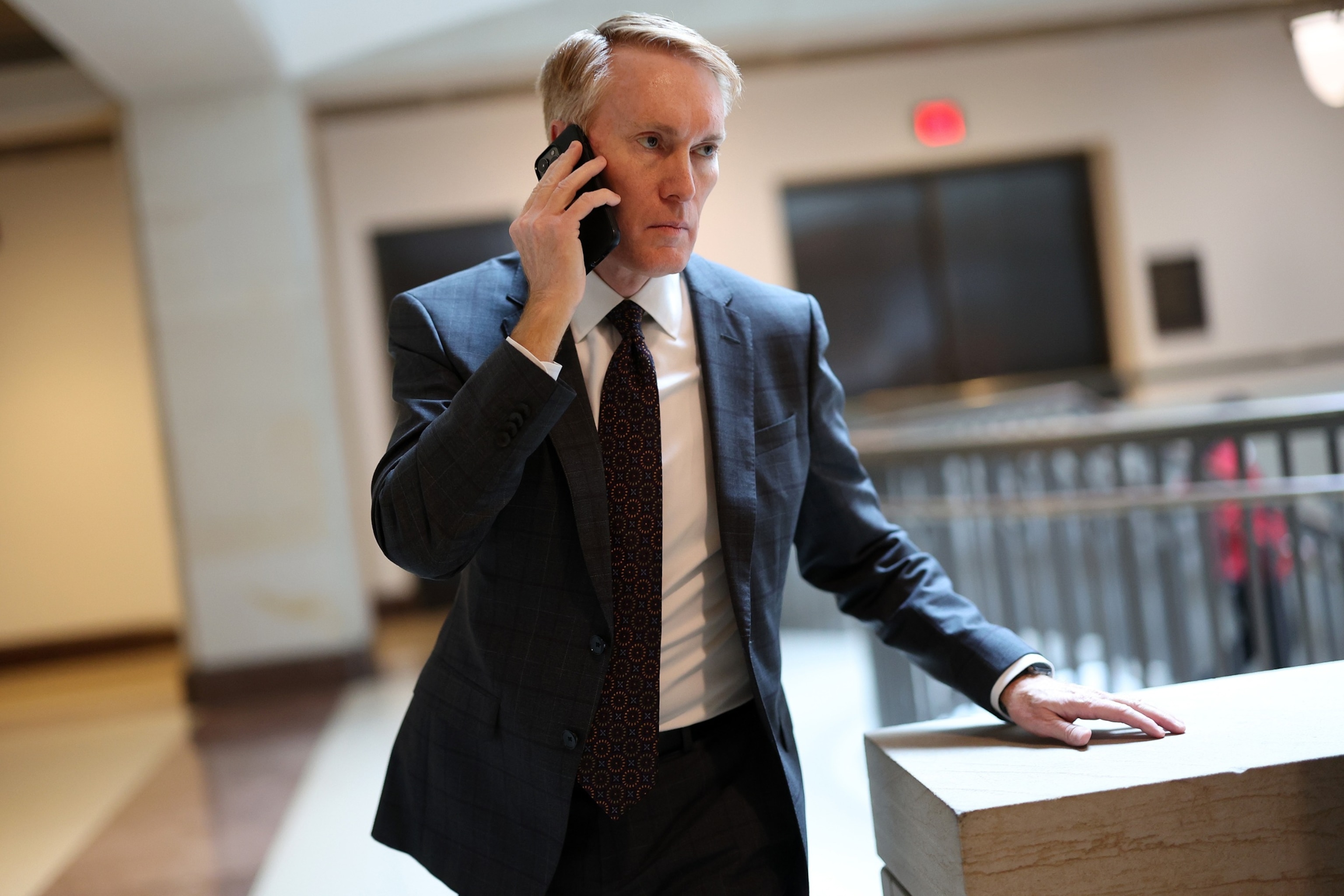 PHOTO: Sen. James Lankford arrives for an all-senators closed briefing at the U.S. Capitol on Dec. 5, 2023, in Washington, D.C. 