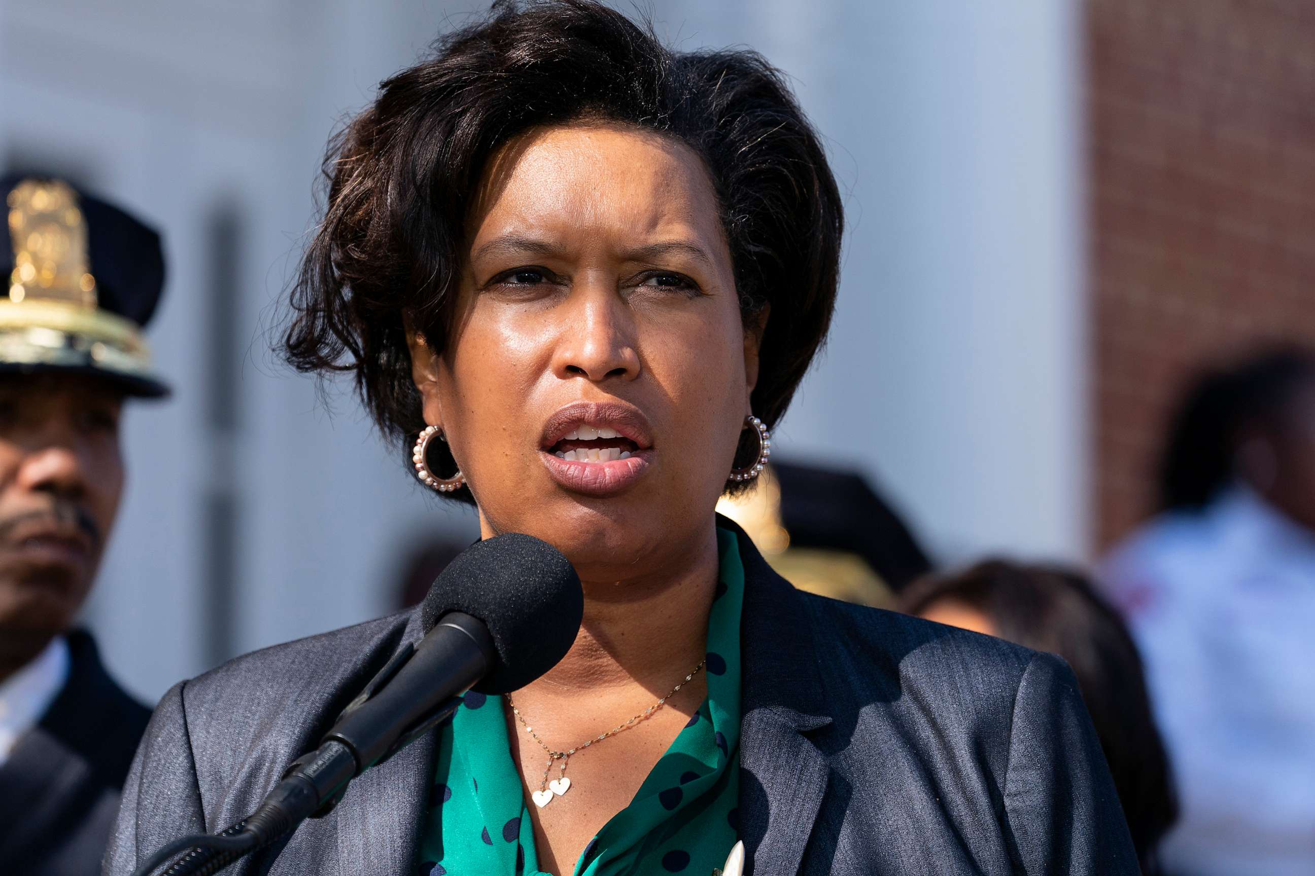 PHOTO: District of Columbia Mayor Muriel Bowser speaks during a news conference about the arrest of suspect in a recent string of attacks on homeless people, March 15, 2022.