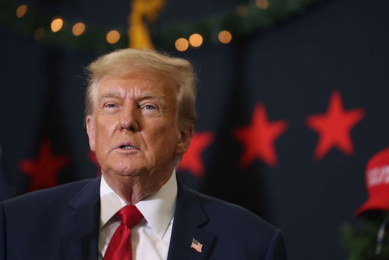 WATERLOO, IOWA - DECEMBER 19: Republican presidential candidate and former U.S. President Donald Trump looks on during a campaign event on December 19, 2023 in Waterloo, Iowa. Iowa Republicans will be the first to select their party's nomination for the 2024 presidential race, when they go to caucus on January 15, 2024. (Photo by Scott Olson/Getty Images)