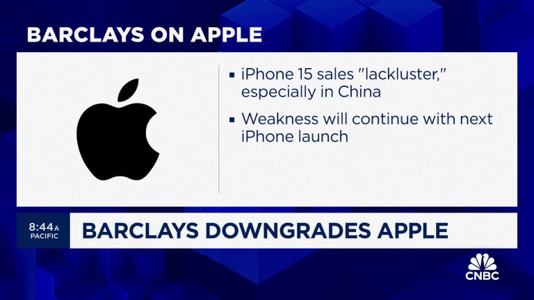 Apple shares fall 4% after Barclays downgrade