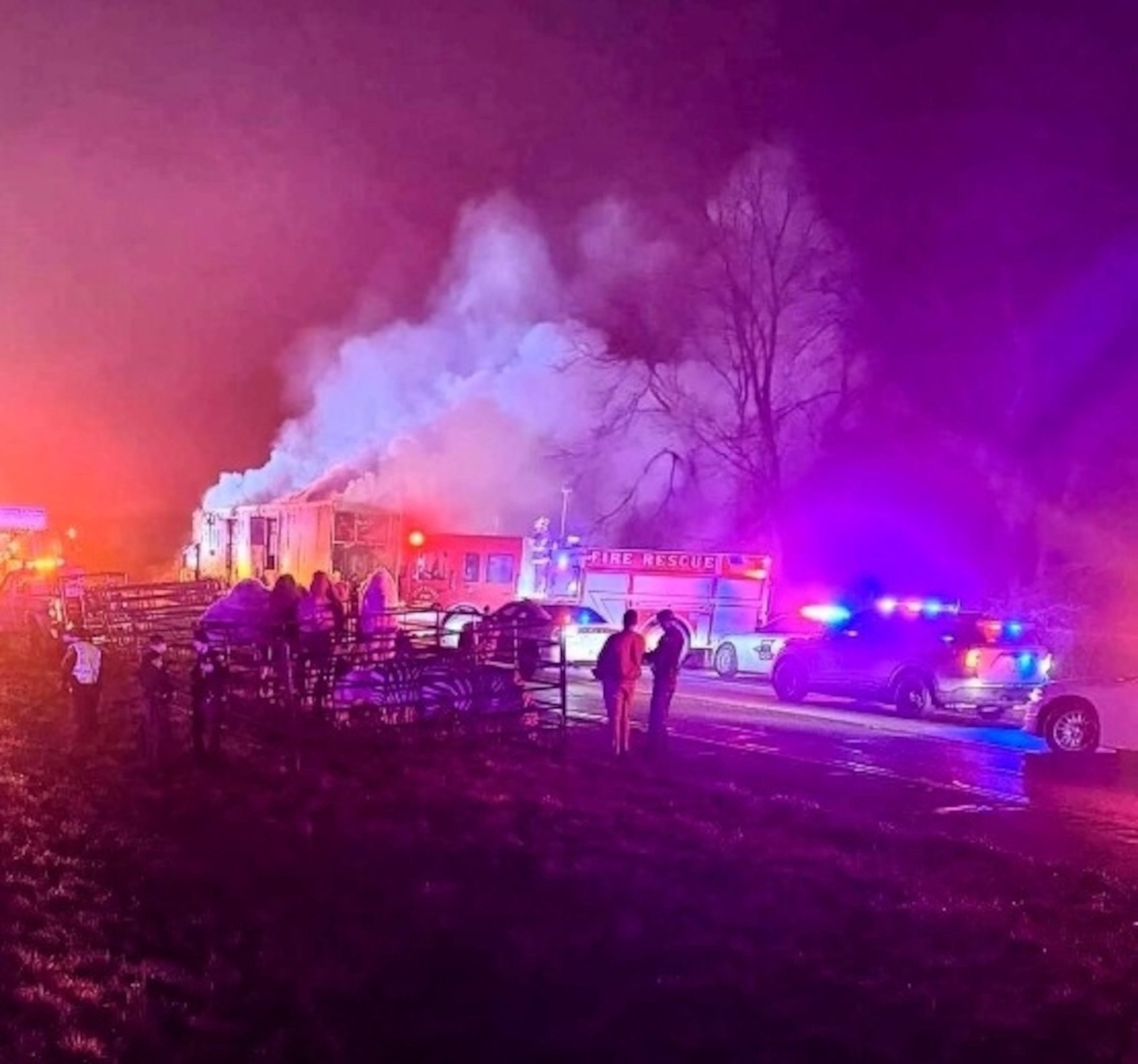 PHOTO: Several circus animals were rescued from a trailer after a semi-truck caught fire in Grant County, Indiana, on Jan. 27, 2024.