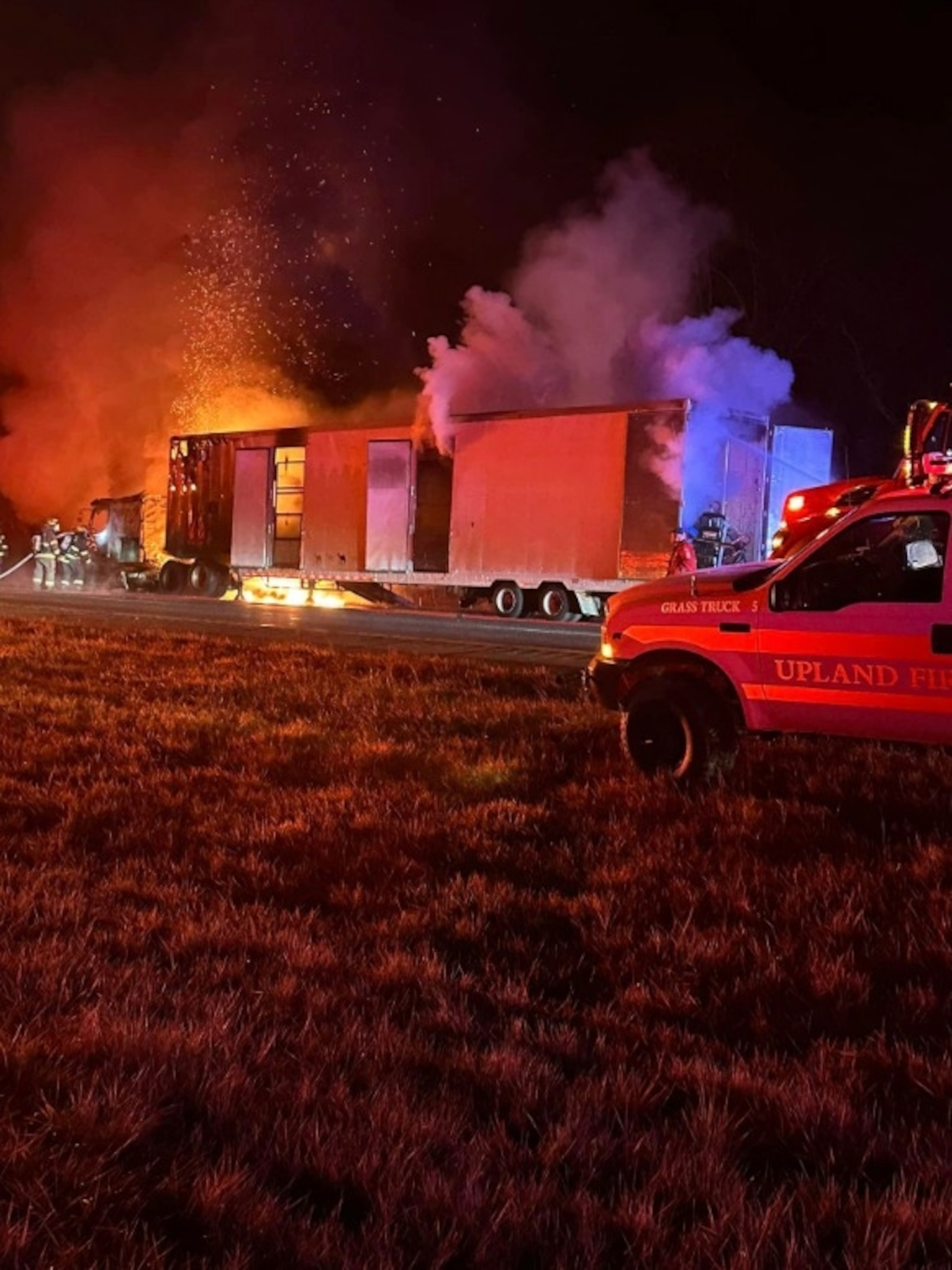 PHOTO: Several circus animals were rescued from a trailer after a semi-truck caught fire in Grant County, Indiana, on Jan. 27, 2024.