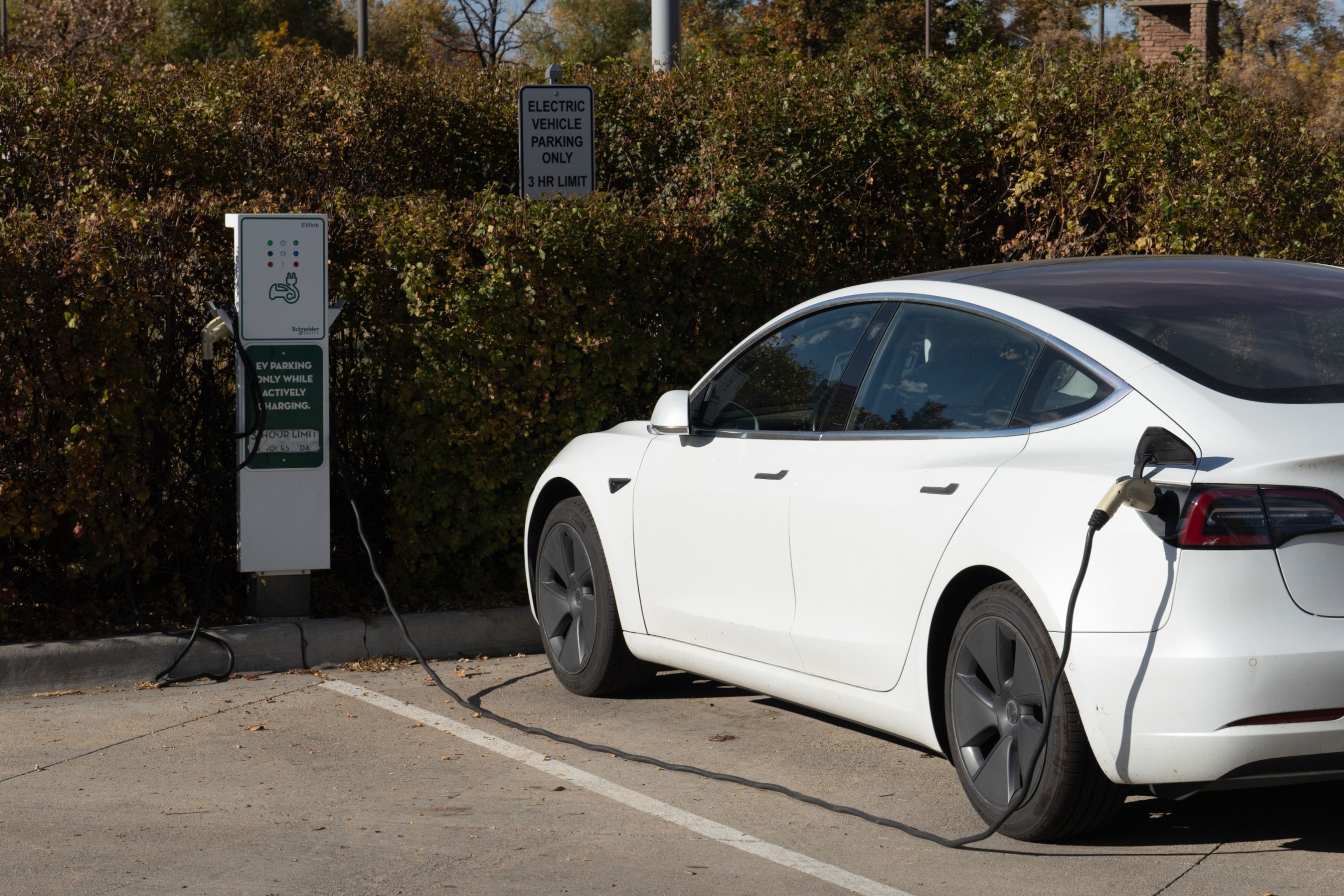 PHOTO: Charging a car at an electric vehicle charging station in Colorado. 