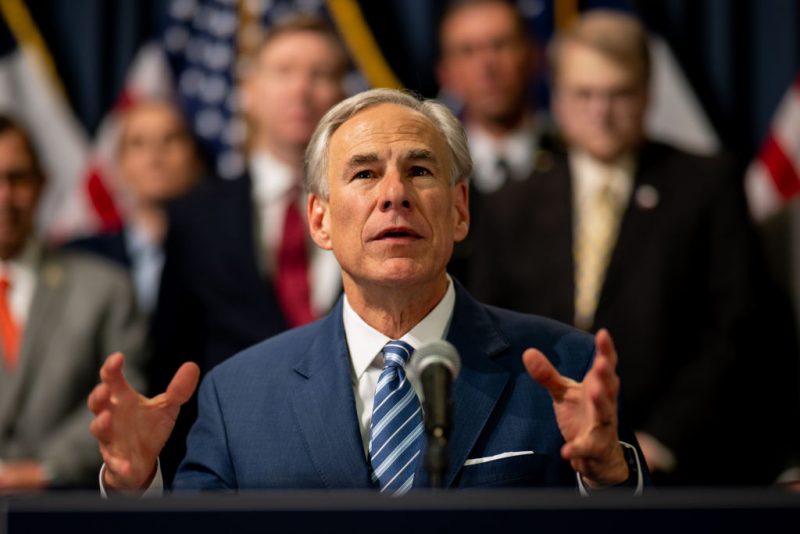 AUSTIN, TEXAS - JUNE 08: Texas Gov. Greg Abbott speaks during a news conference at the Texas State Capitol on June 08, 2023 in Austin, Texas. Gov. Abbott and Texas Department of Public Safety Director Steve McCraw joined bill authors, sponsors, legislators and law enforcement members in the signing of bills designated towards enhancing border security along the southern border. (Photo by Brandon Bell/Getty Images)