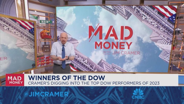 Jim Cramer examines the Dow’s best and worst performers of 2023