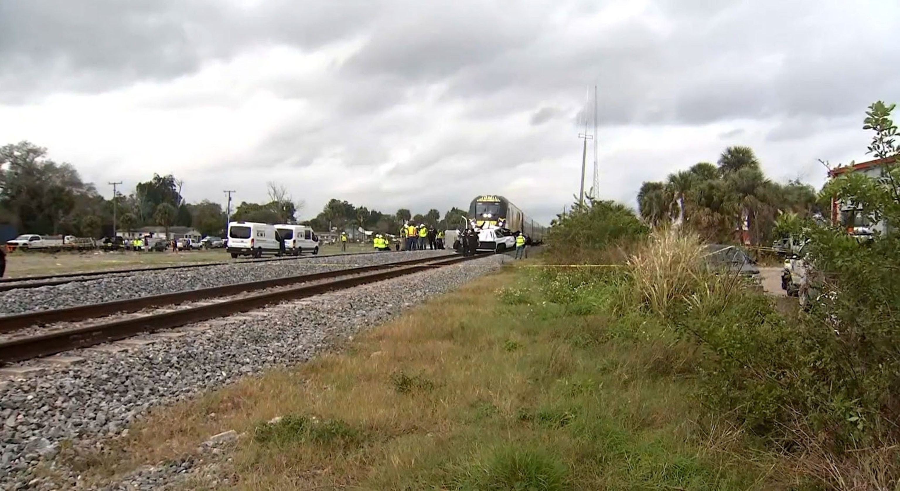 PHOTO: The scene of a fatal vehicle-train collision in Melbourne, Florida, where a Brightline train struck a vehicle, Jan. 12, 2024.