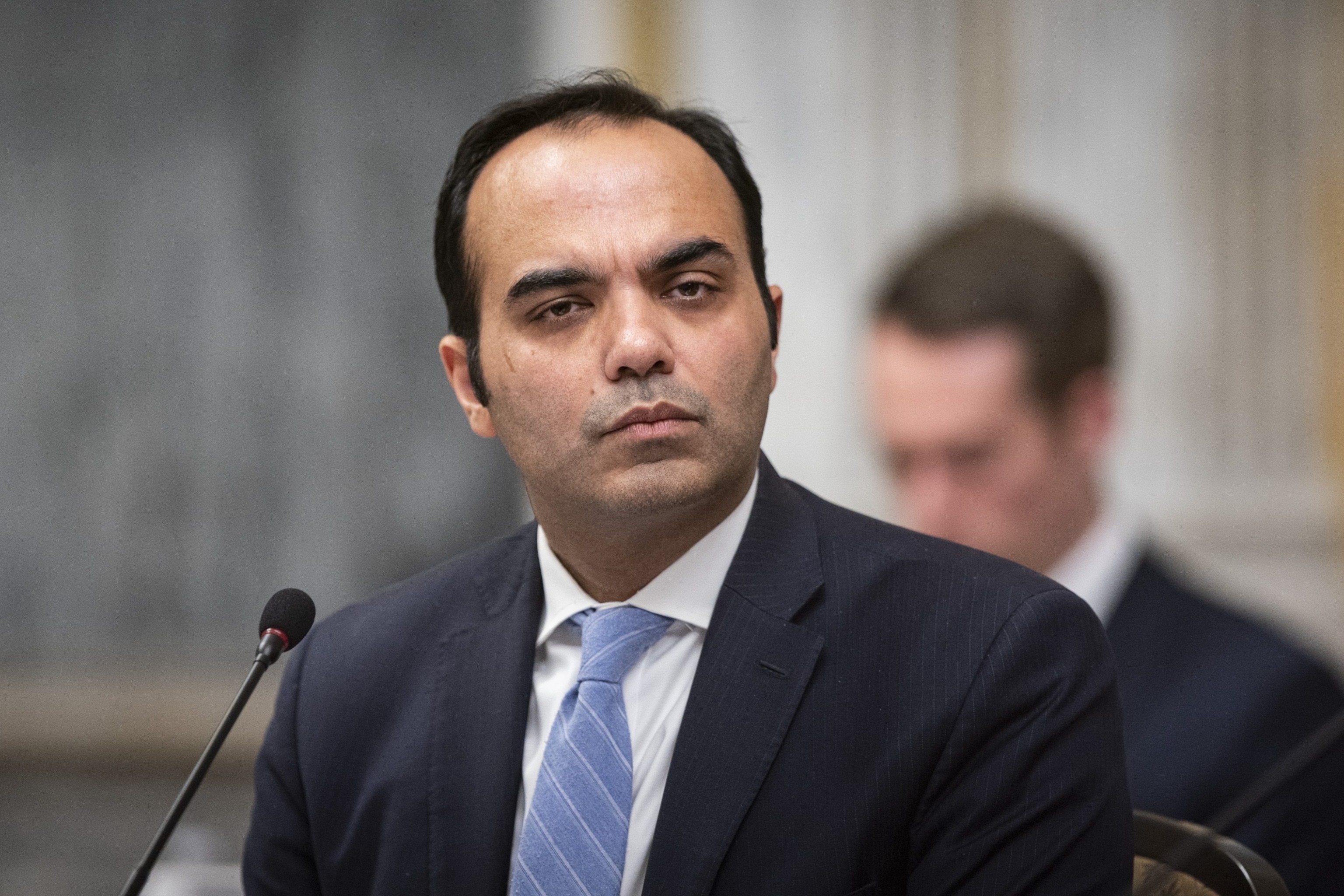 PHOTO: Rohit Chopra, director of the Consumer Financial Protection Bureau (CFPB), during a meeting of the Financial Stability Oversight Council (FSOC) at the Treasury Department in Washington, D.C., Dec. 14, 2023. 