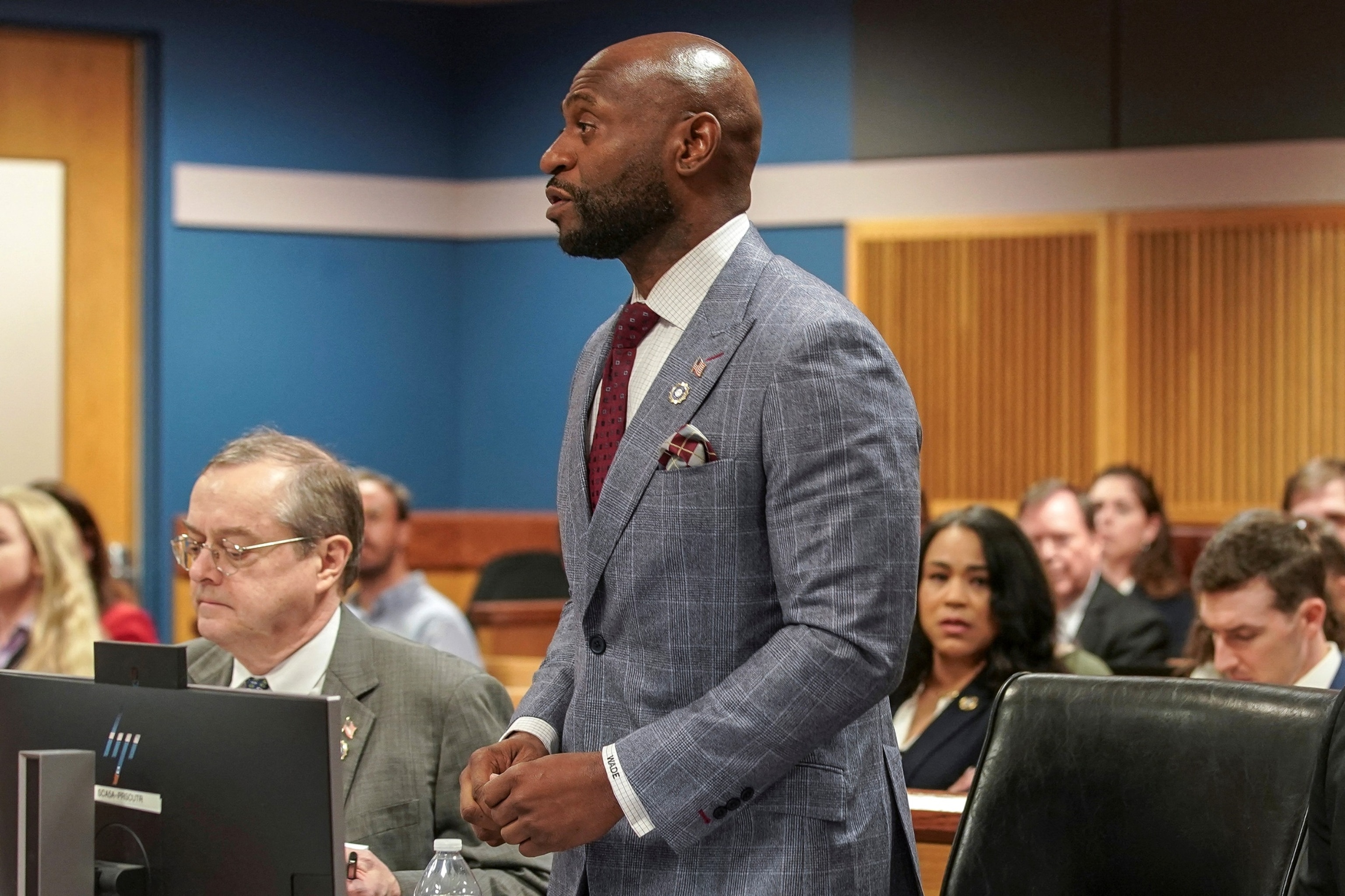 PHOTO: Special prosecutor Nathan Wade is seen prior to the start of a motions hearing for former President Trump's election interference case at the Lewis R. Slaton Courthouse, in Atlanta, on Jan. 12, 2024.