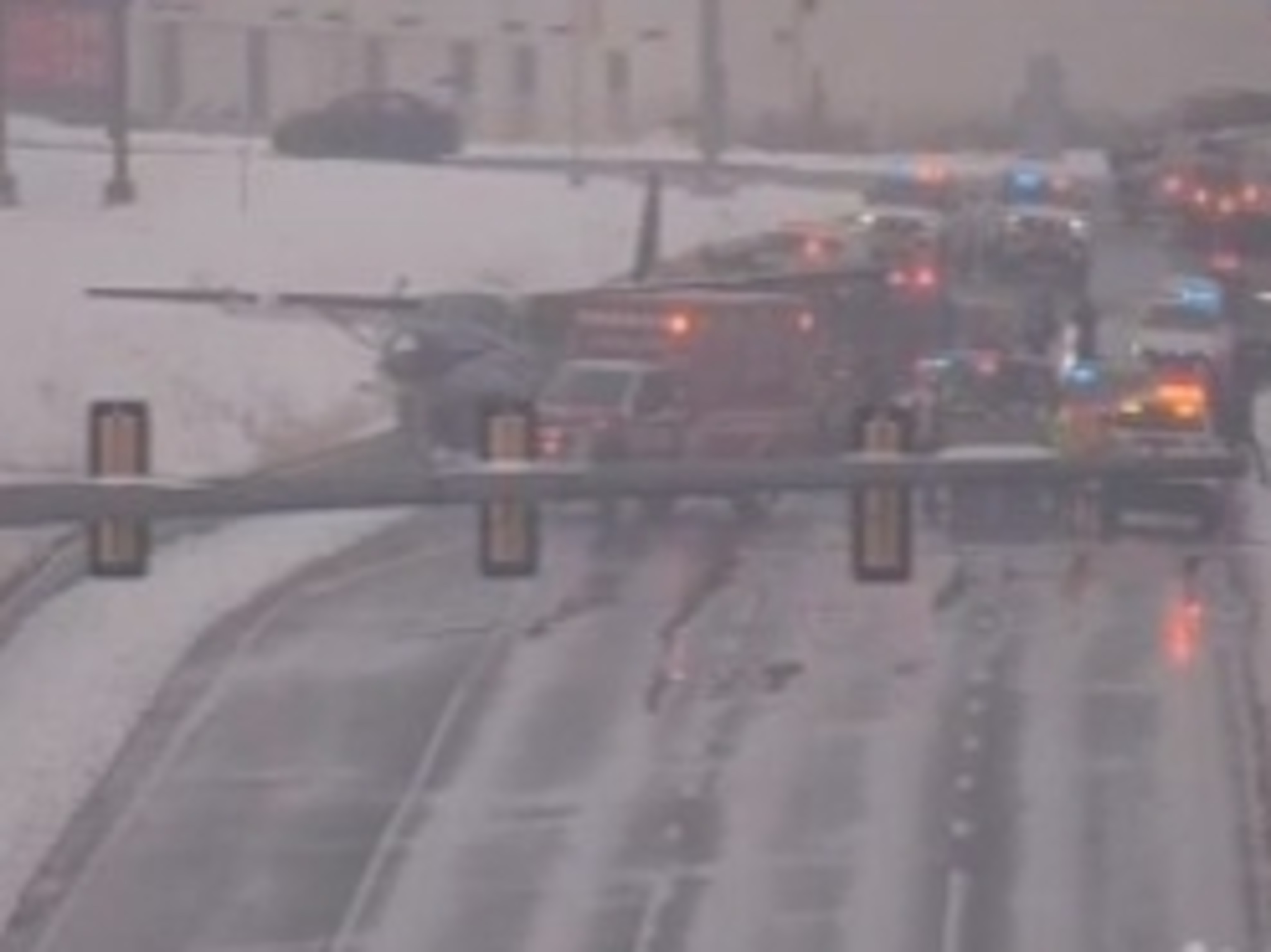 PHOTO: A small plane in the roadway and blocking all lanes of Loudoun County Pkwy at Arcola Mills Dr. in Dulles, Va., Jan. 19, 2024.