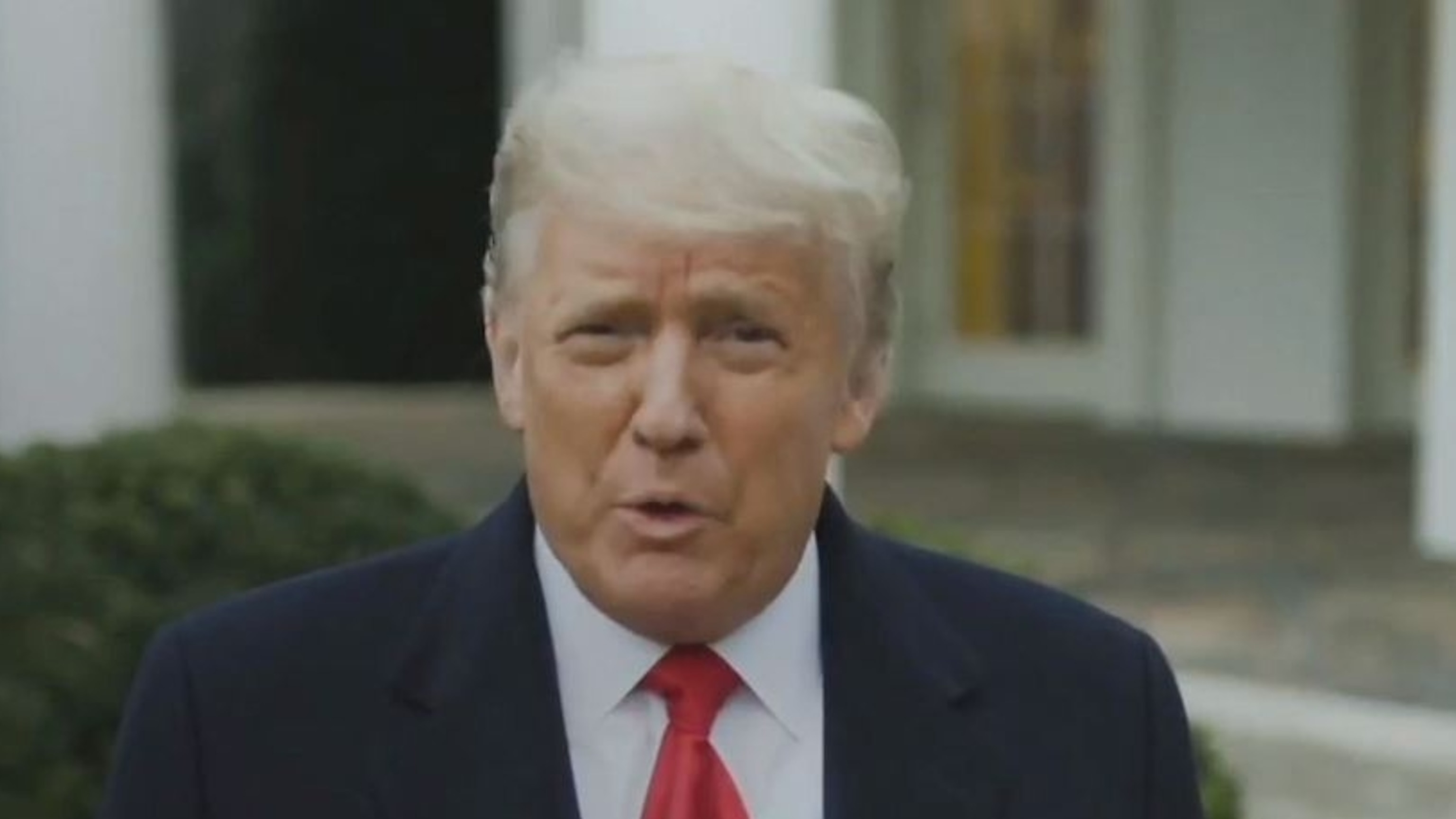 PHOTO: In a video message posted to Twitter on the afternoon of Jan. 6, 2021, President Donald Trump addresses supporters participating in the attack on the U.S. Capitol.