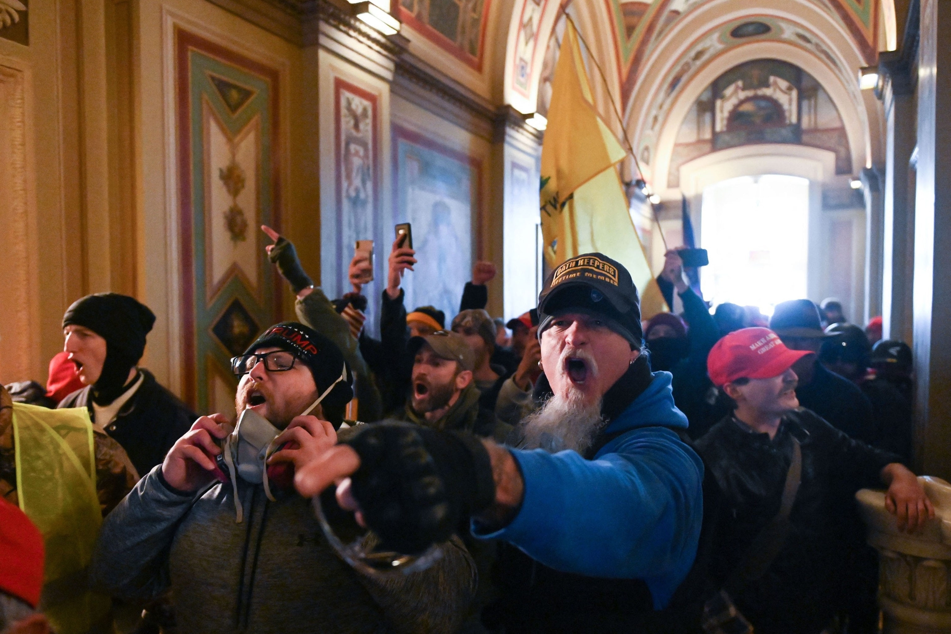 PHOTO: Supporters of President Donald Trump protest inside the US Capitol on January 6, 2021, in Washington, DC.