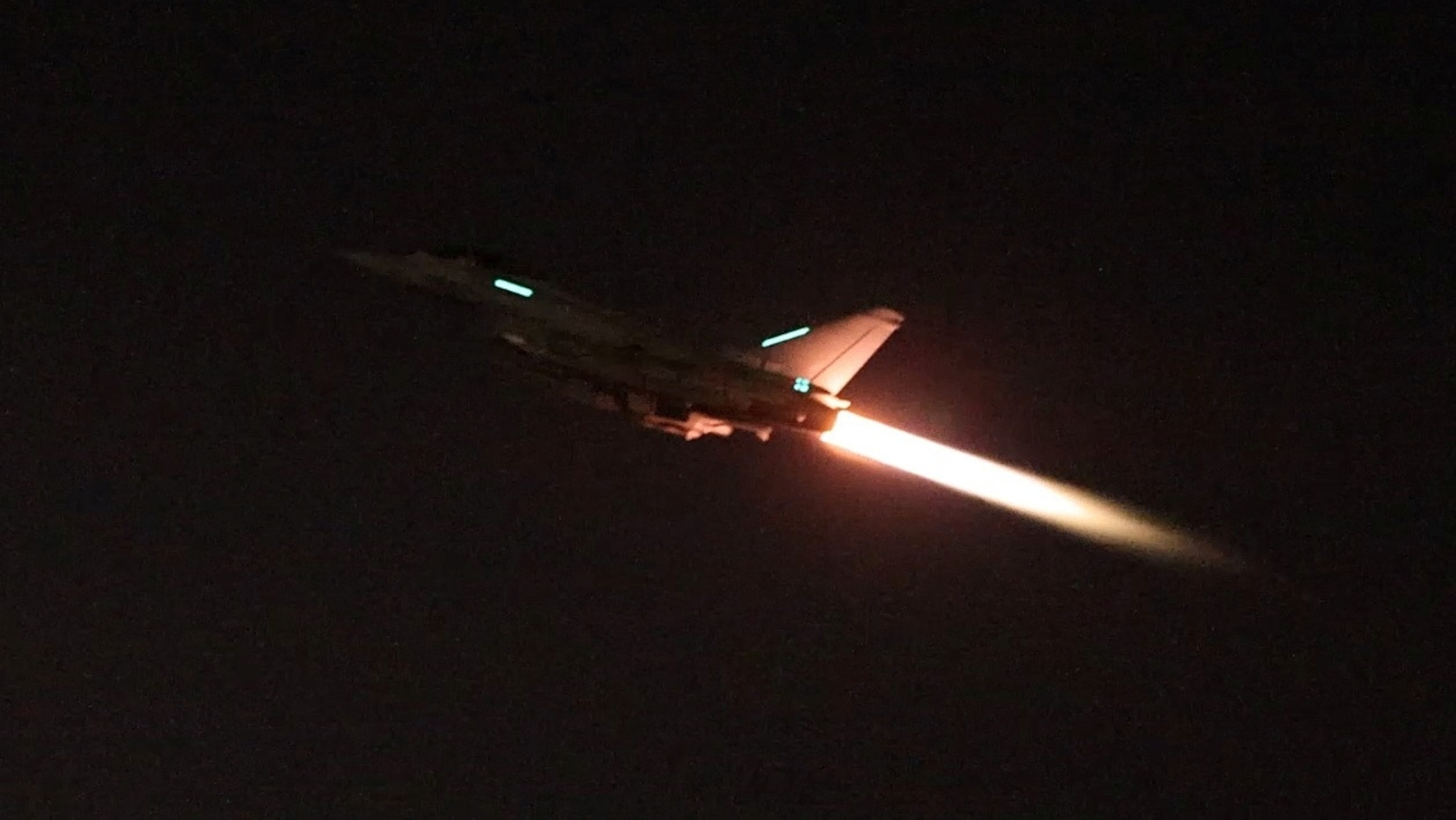 PHOTO: An RAF Typhoon aircraft takes off to join the coalition from RAF Akrotiri to conduct air strikes against military targets in Yemen, Jan. 12, 2024.