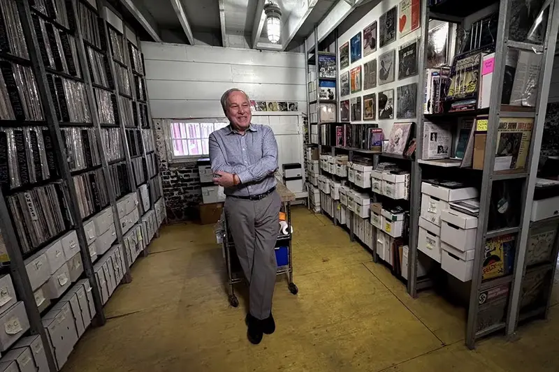 Bob George, Co-Founder and Director of the Archive of Contemporary Music, one of the largest vinyl record collections in the world that is seeking a new home, poses for a picture during an interview with Reuters in the Archive's present location in Staatsburg, New York, U.S., January 31, 2024. REUTERS/Andrew Hofstetter