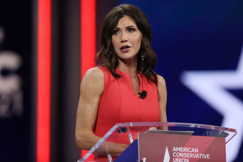 ORLANDO, FLORIDA - FEBRUARY 27: South Dakota Gov. Kristi Noem addresses the Conservative Political Action Conference held in the Hyatt Regency on February 27, 2021 in Orlando, Florida. Begun in 1974, CPAC brings together conservative organizations, activists, and world leaders to discuss issues important to them. (Photo by Joe Raedle/Getty Images)