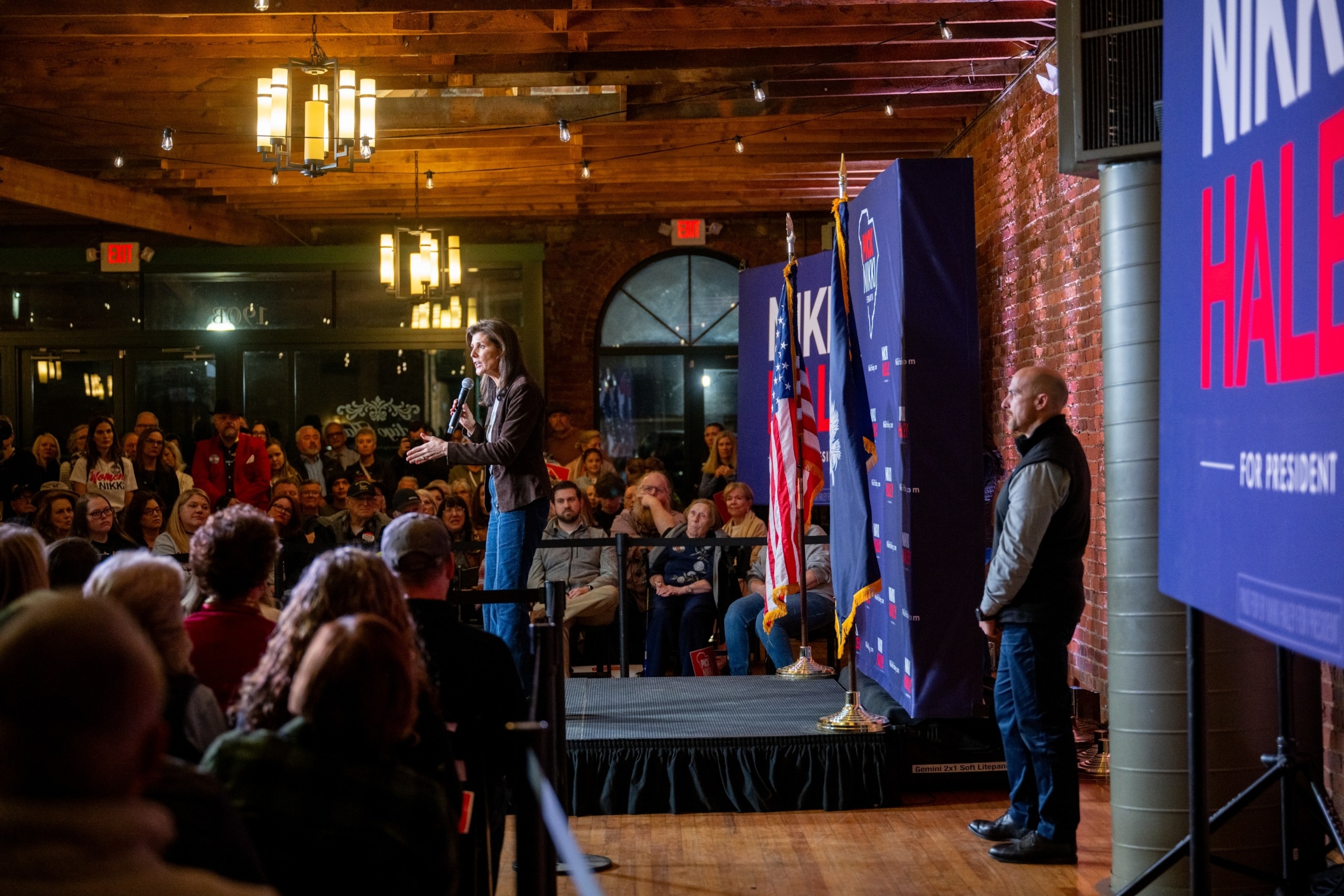 PHOTO: Republican presidential candidate, former U.N. Ambassador Nikki Haley speaks during a campaign rally at the Indigo Hall and Events venue on Feb. 5, 2024, in Spartanburg, South Carolina. 