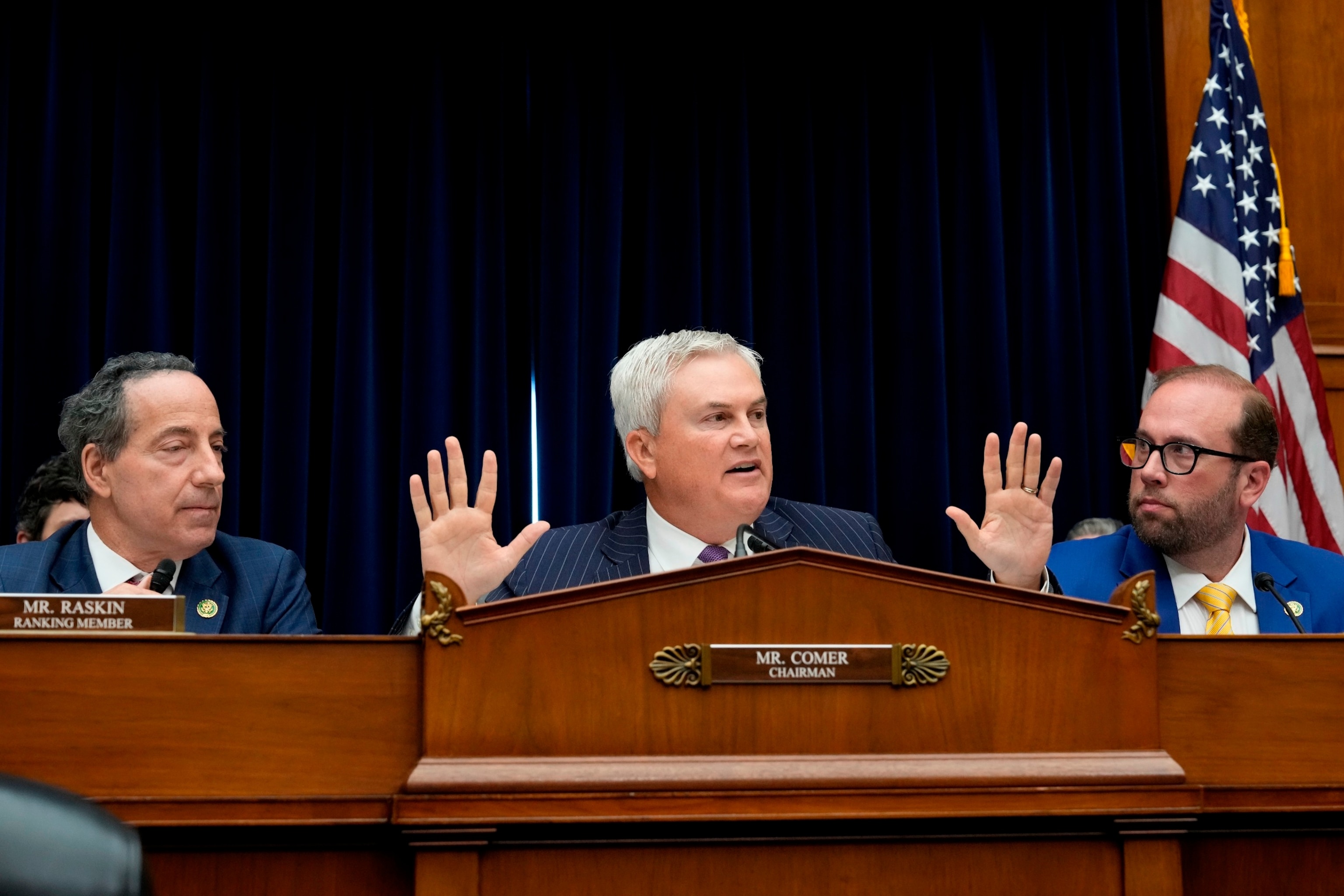 PHOTO: Chairman of the House Oversight Committee Rep. James Comer speaks during a Committee hearing titled "The Basis for an Impeachment Inquiry of President Joseph R. Biden, Jr." on Capitol Hill, Sept. 28, 2023.