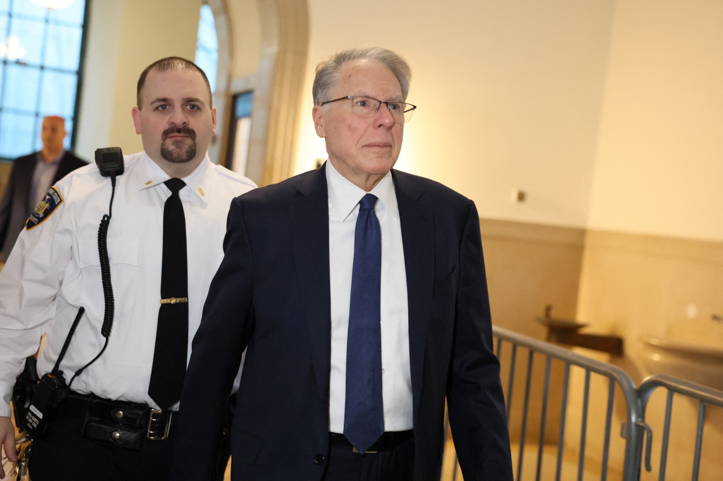PHOTO: Wayne LaPierre, former CEO of the National Rifle Association, arrives for jury selection for the trial of the NRA, at New York State Supreme Court in New York City, Jan. 8, 2024.