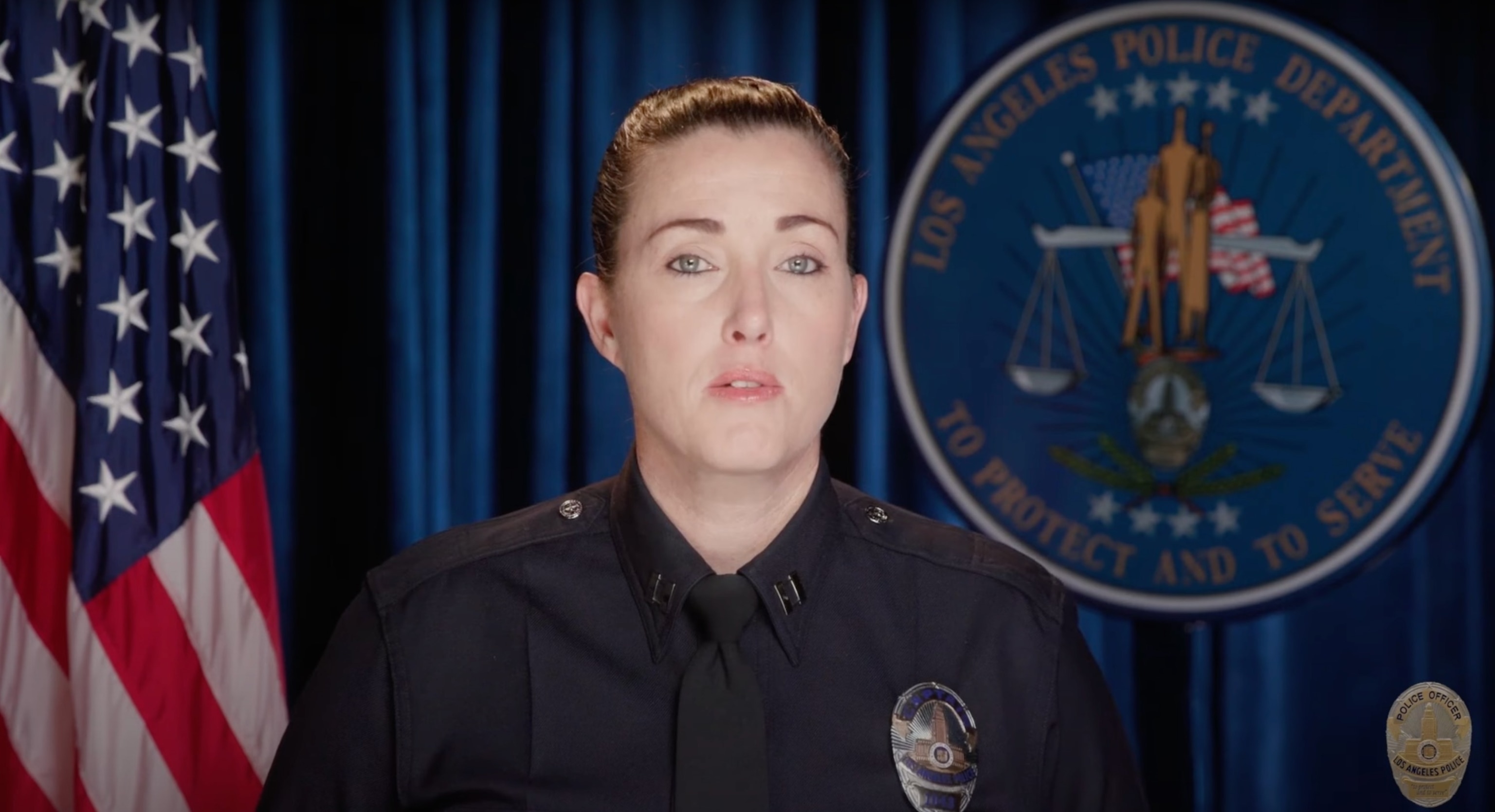 PHOTO: Kelly Muñiz, Captain III of Los Angeles Police Department, speaks in a video shared by LAPD as they investigate an Officer-Involved Shooting that occurred in Central Division, on Feb. 3, 2024.