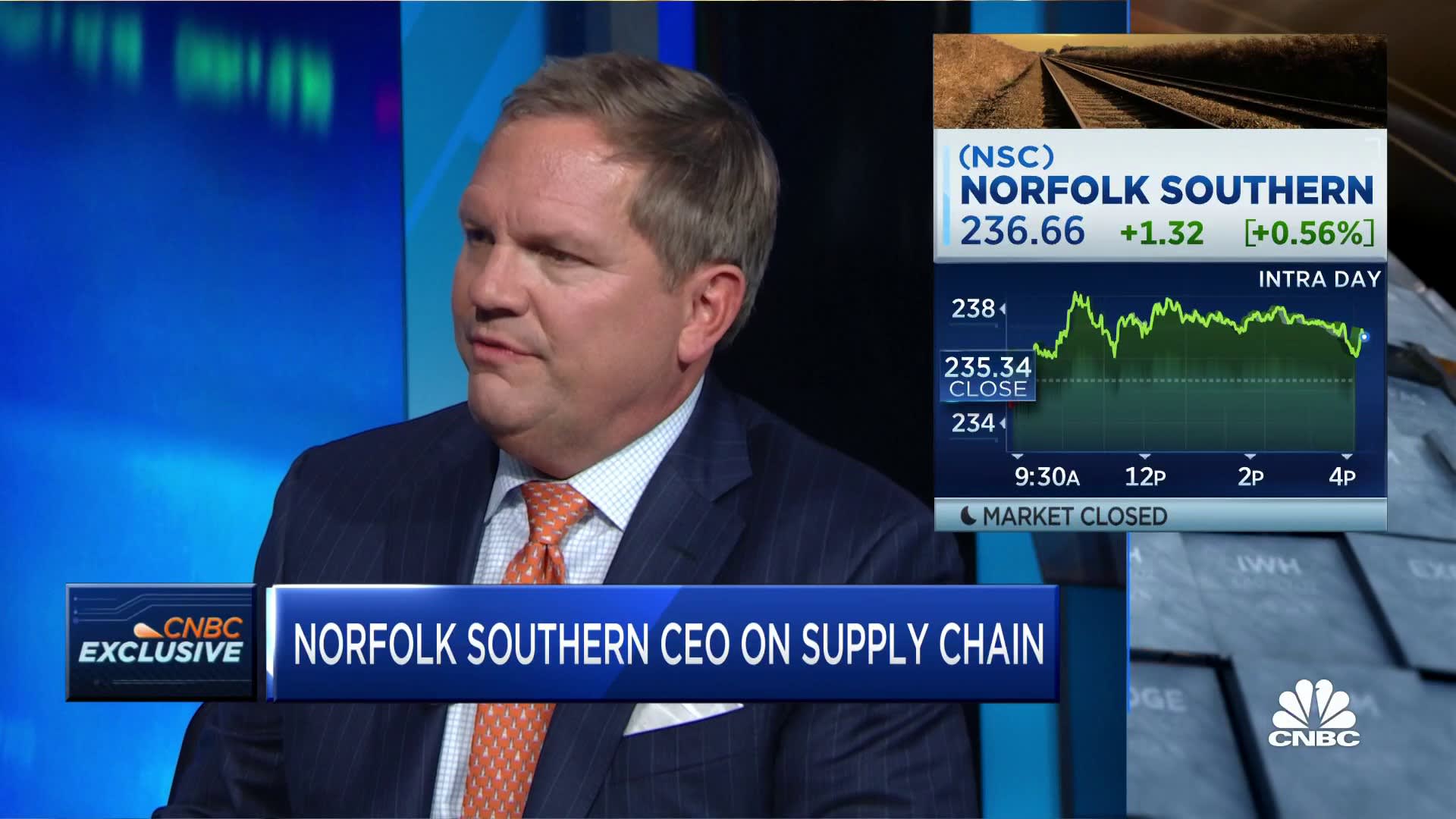 Watch CNBC’s full interview with Norfolk Southern CEO Alan Shaw on derailment charge and supply chain