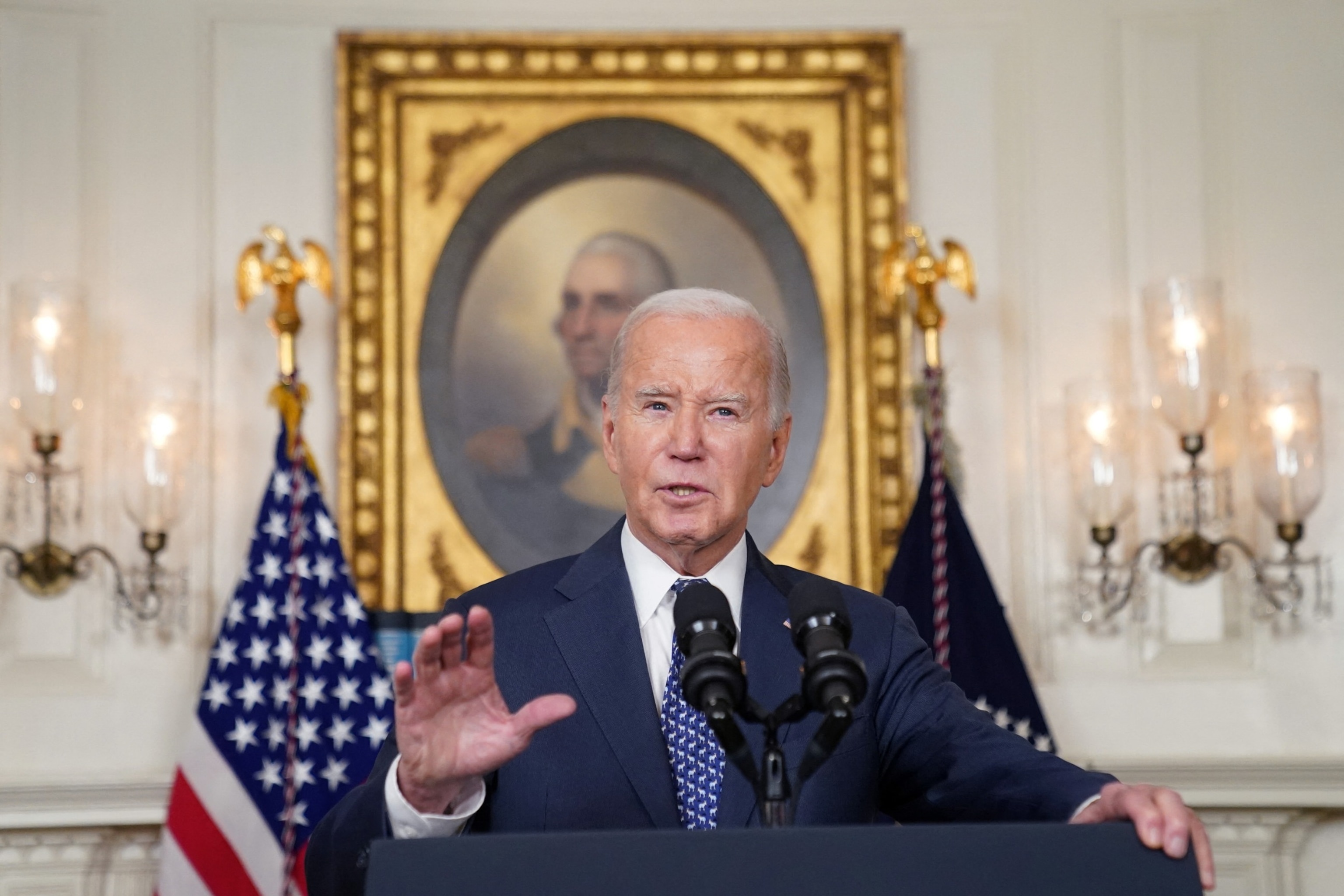 PHOTO: President Joe Biden delivers remarks at the White House in Washington, D.C., on Feb. 8, 2024. 