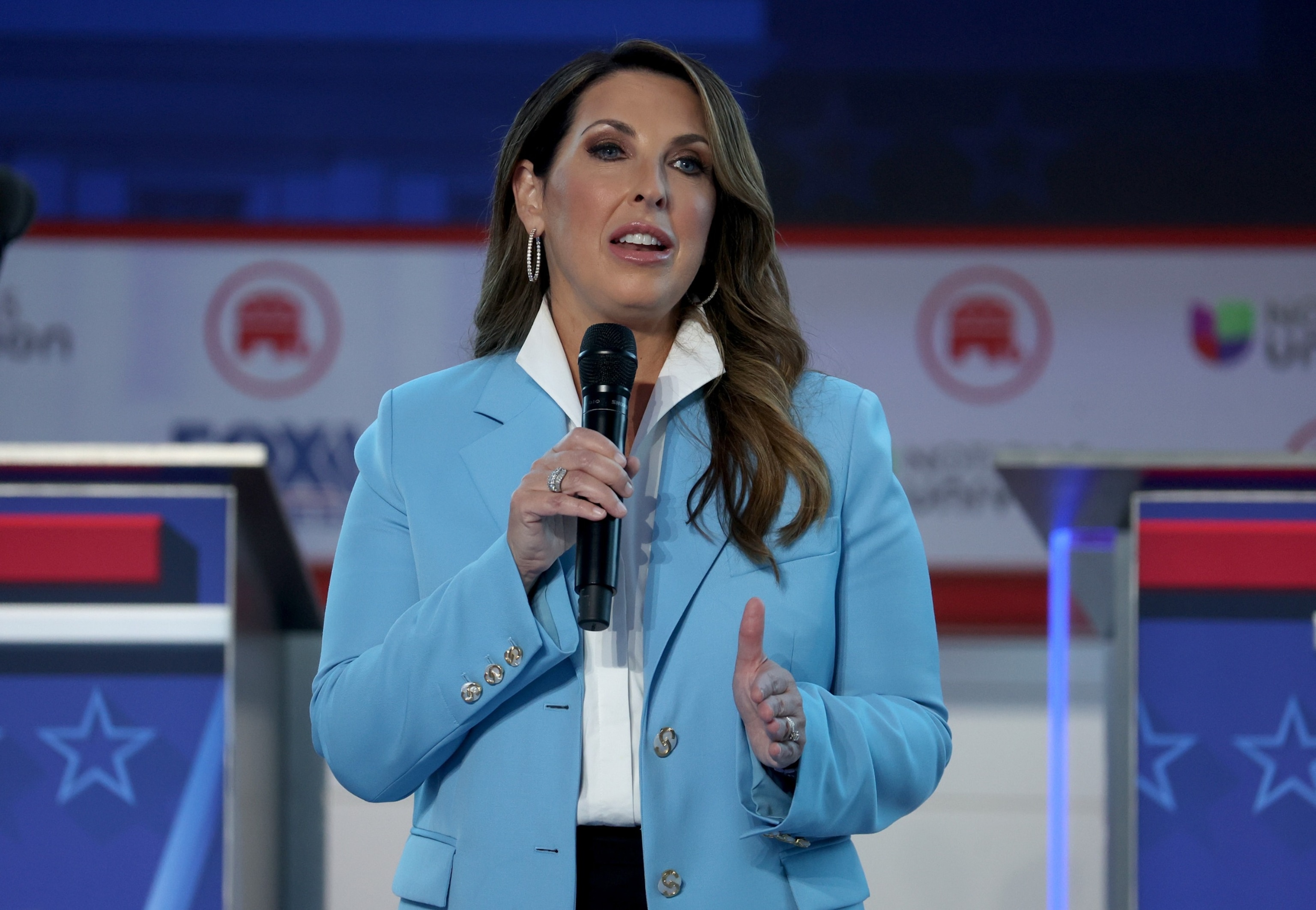 PHOTO: Ronna McDaniel, Chair of the Republican Party, delivers remarks at the Ronald Reagan Presidential Library on Sept. 27, 2023 in Simi Valley, Calif.