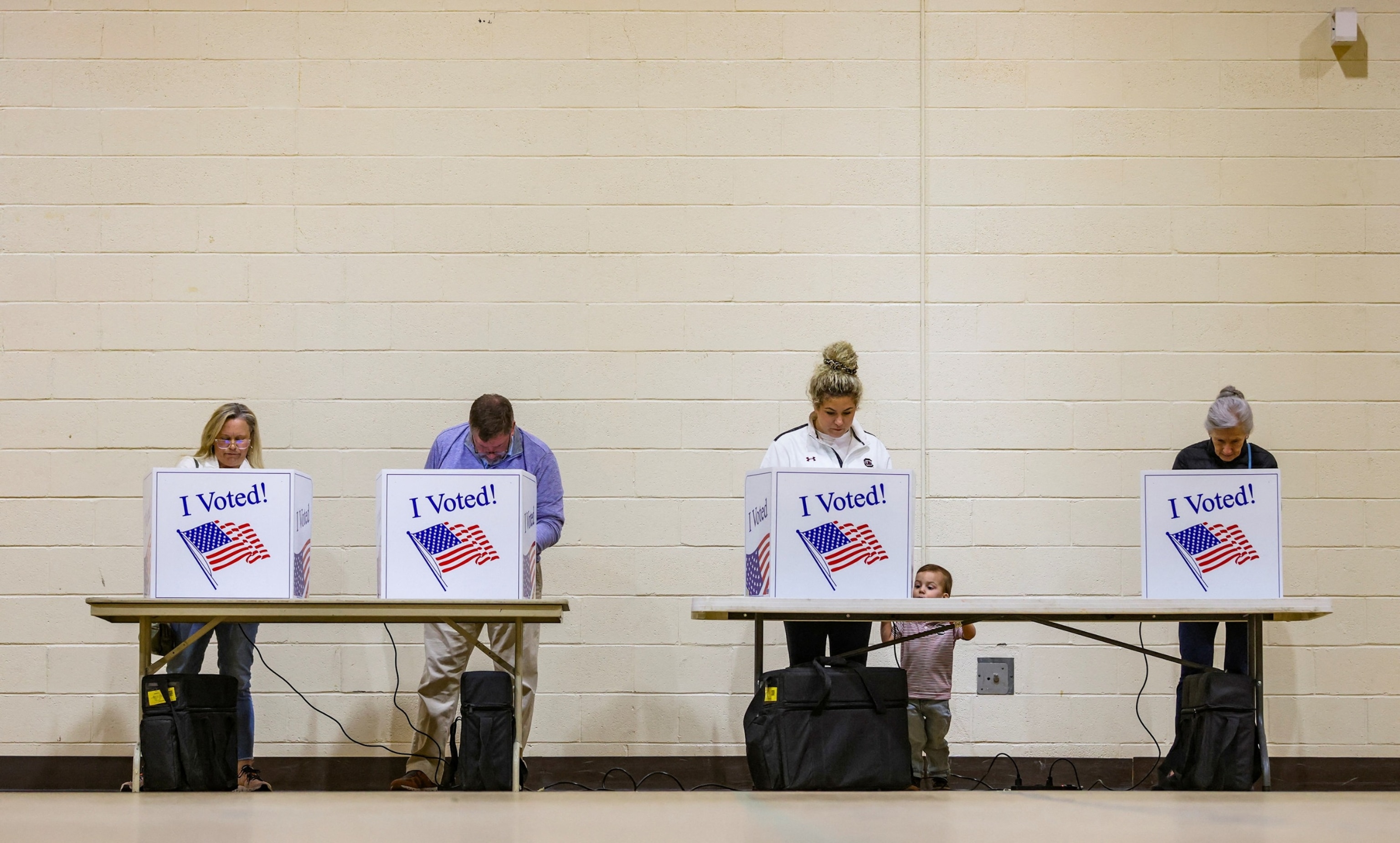 PHOTO: Voters cast their ballot at Kilbourne Park Baptist Church during the Republican presidential primary in Columbia, South Carolina, Feb. 24, 2024. 