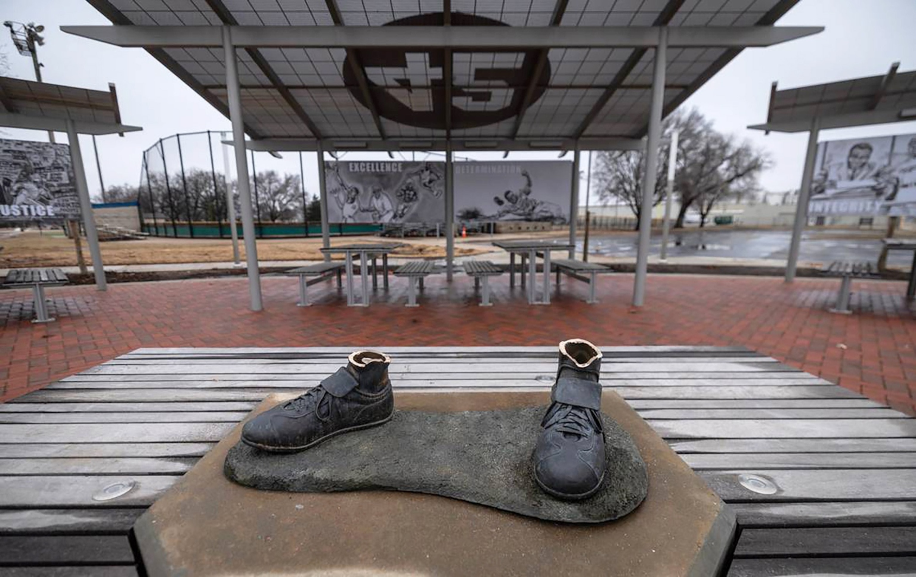 PHOTO: A statue of legendary baseball pioneer Jackie Robinson was stolen from the League 42 field in Wichita, Kansas.