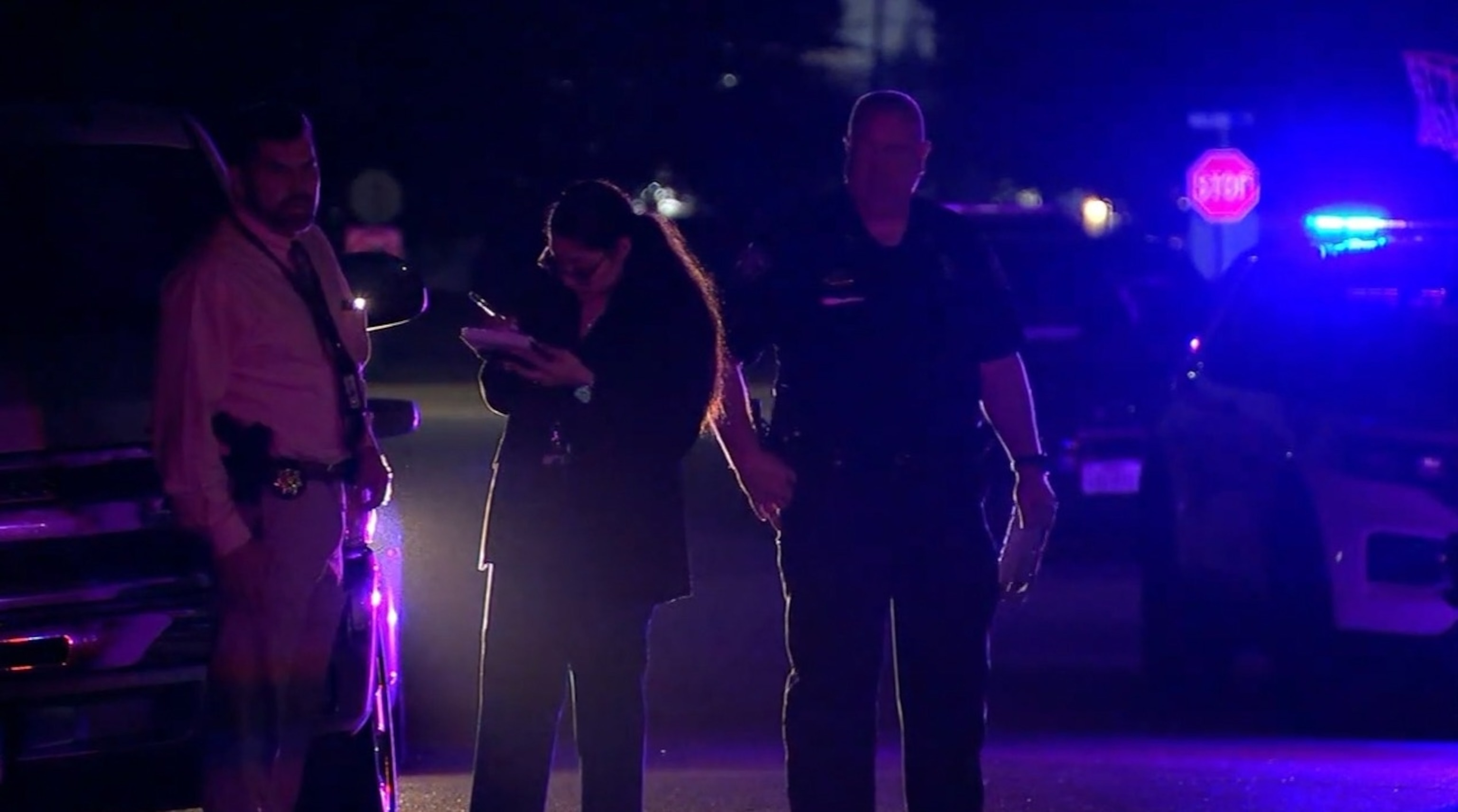 PHOTO: In this screen grab from a video, law enforcement are shown at the scene of a fatal shooting at a birthday party in Jacinto City, Texas, on March 30, 2024.