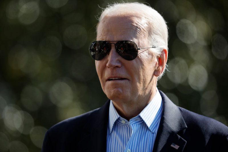 WASHINGTON, DC - FEBRUARY 29: U.S. President Joe Biden walks across the South Lawn before boarding the Marine One presidential helicopter and departing the White House on February 29, 2024 in Washington, DC. In the throes of a re-election campaign, Biden is traveling to Brownsville, Texas, near the U.S.-Mexico border on the same day that Republican rival and former President Donald Trump is scheduled to visit the border. (Photo by Chip Somodevilla/Getty Images)