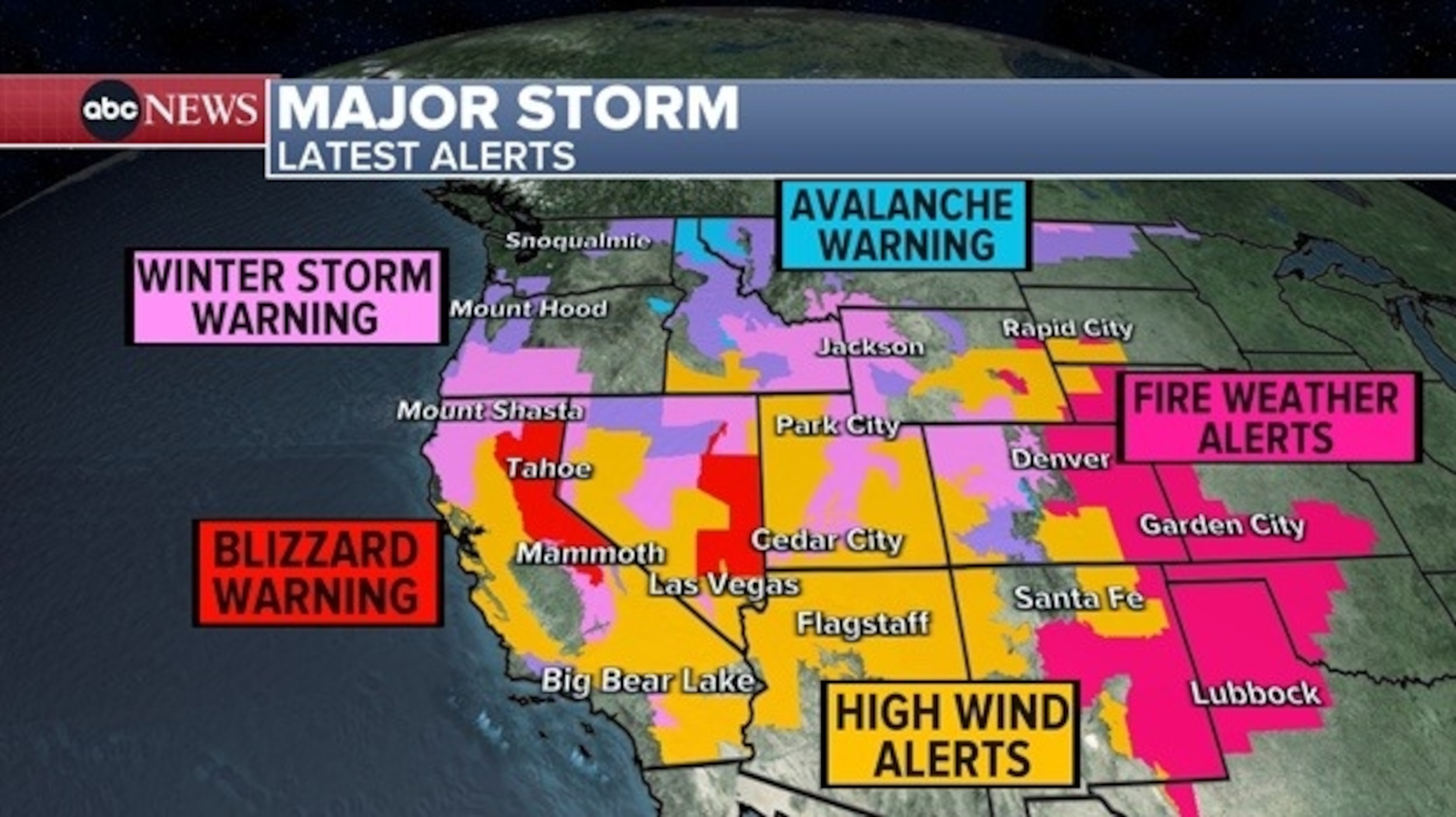 PHOTO: Nine states in the west have winter alerts in effect due to this storm bringing heavy snow and gusty winds.