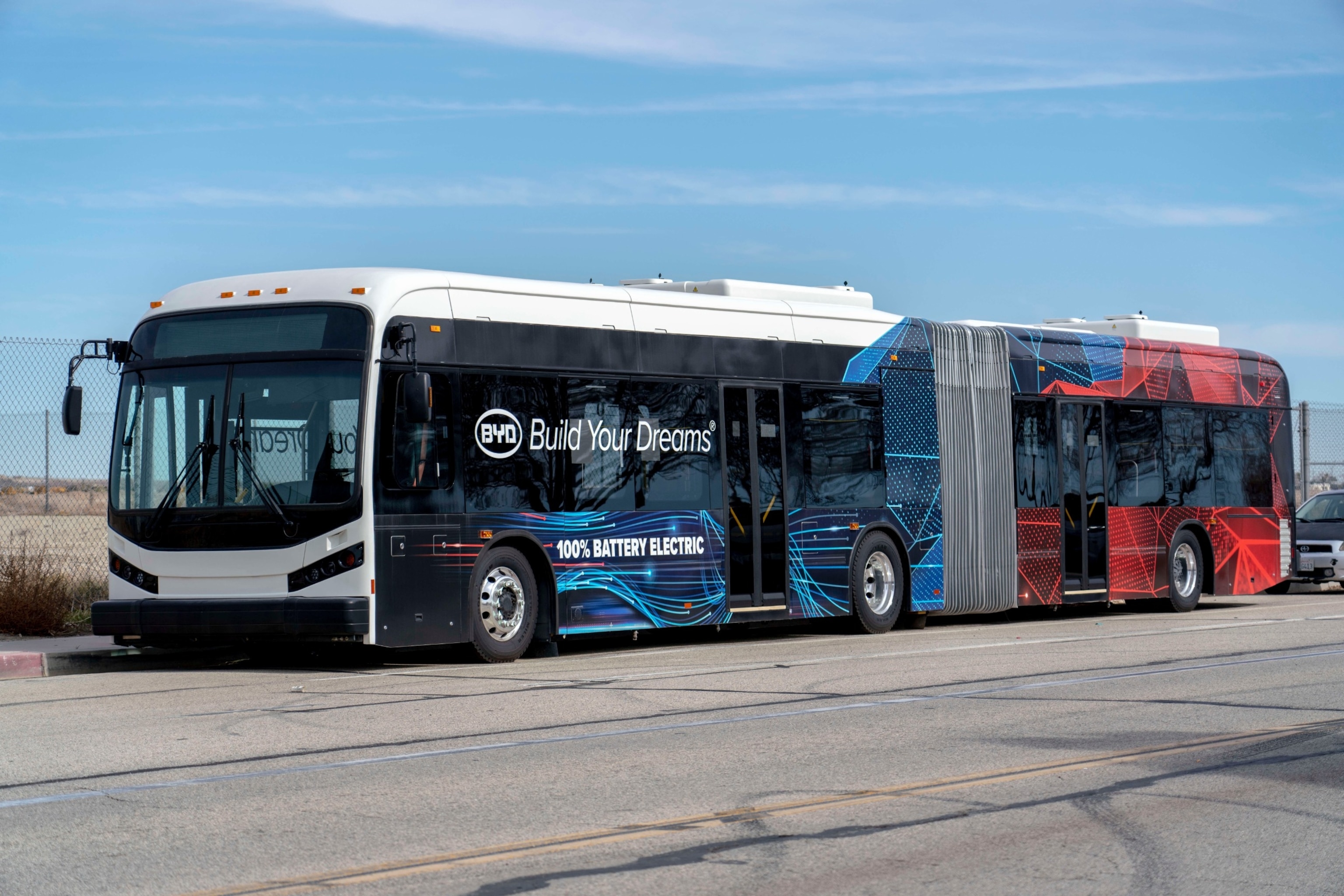 PHOTO: An electric bus at the BYD Coach and Bus manufacturing facility in Lancaster, California, Feb. 2, 2023. 