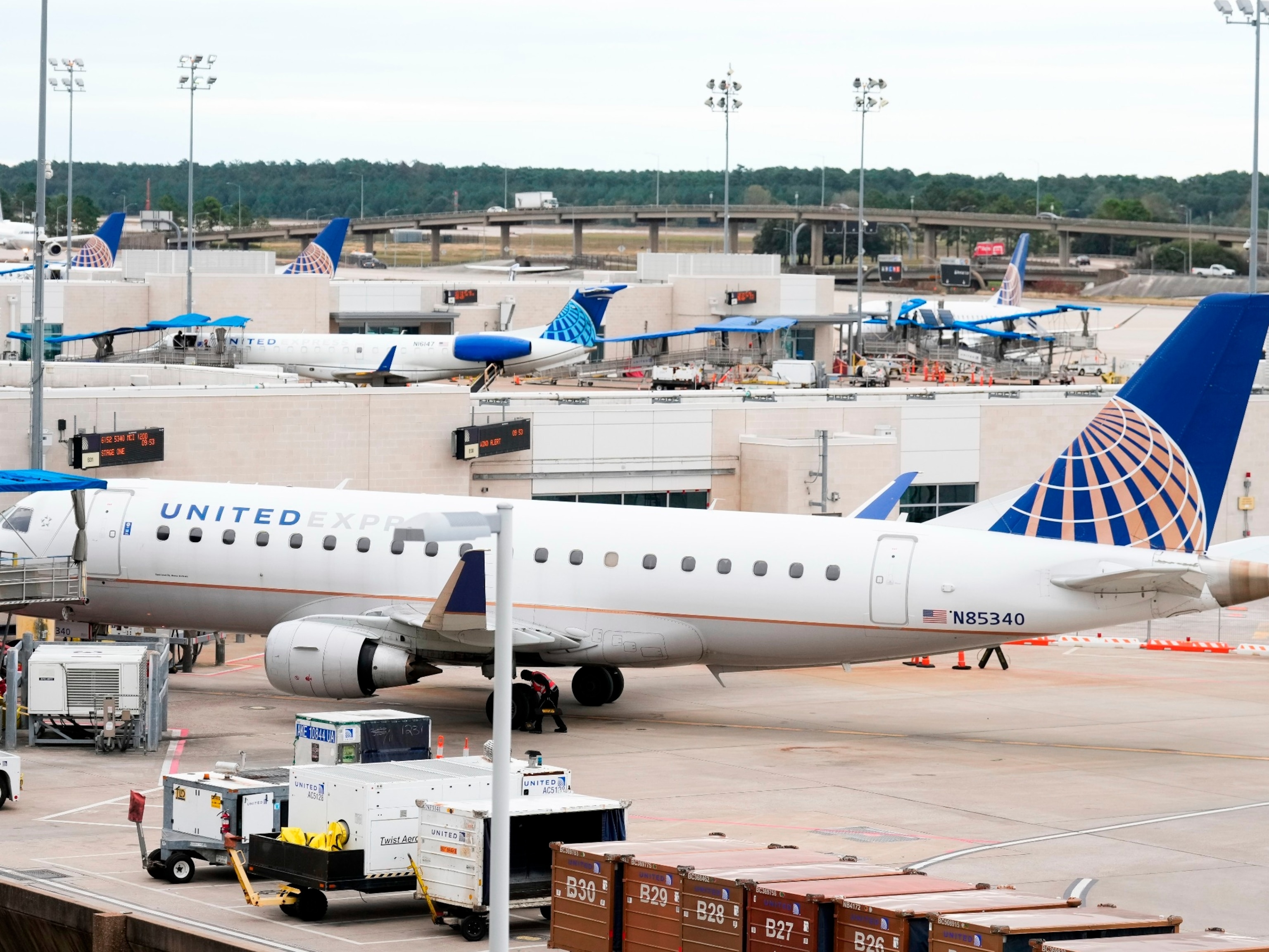 PHOTO: United Airlines planes are seen at George Bush Intercontinental Airport, Houston, TX, Nov. 21, 2023.