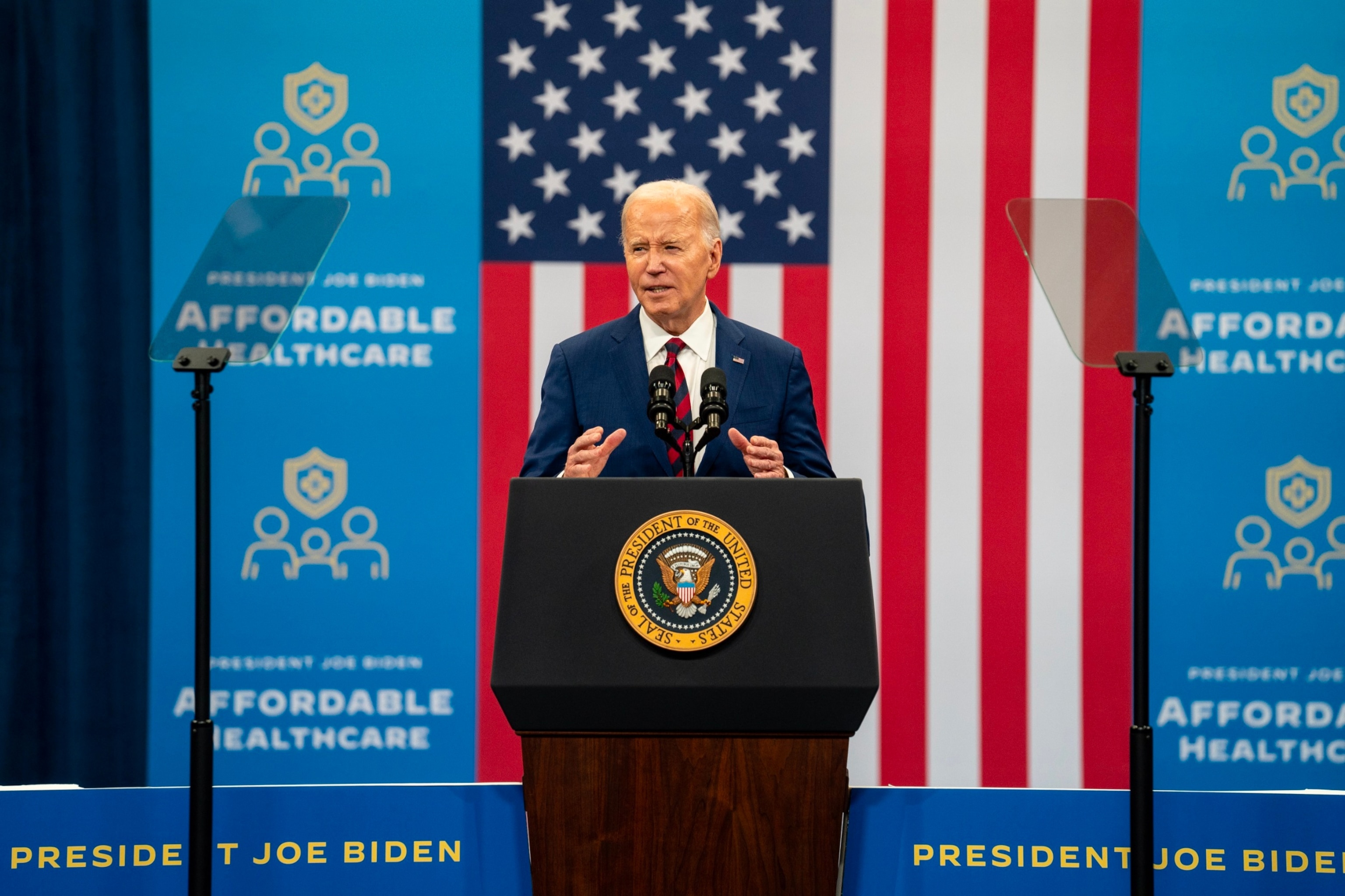 PHOTO: President Joe Biden speaks at the Chavis community center, March 26, 2024, in Raleigh, N.C. 