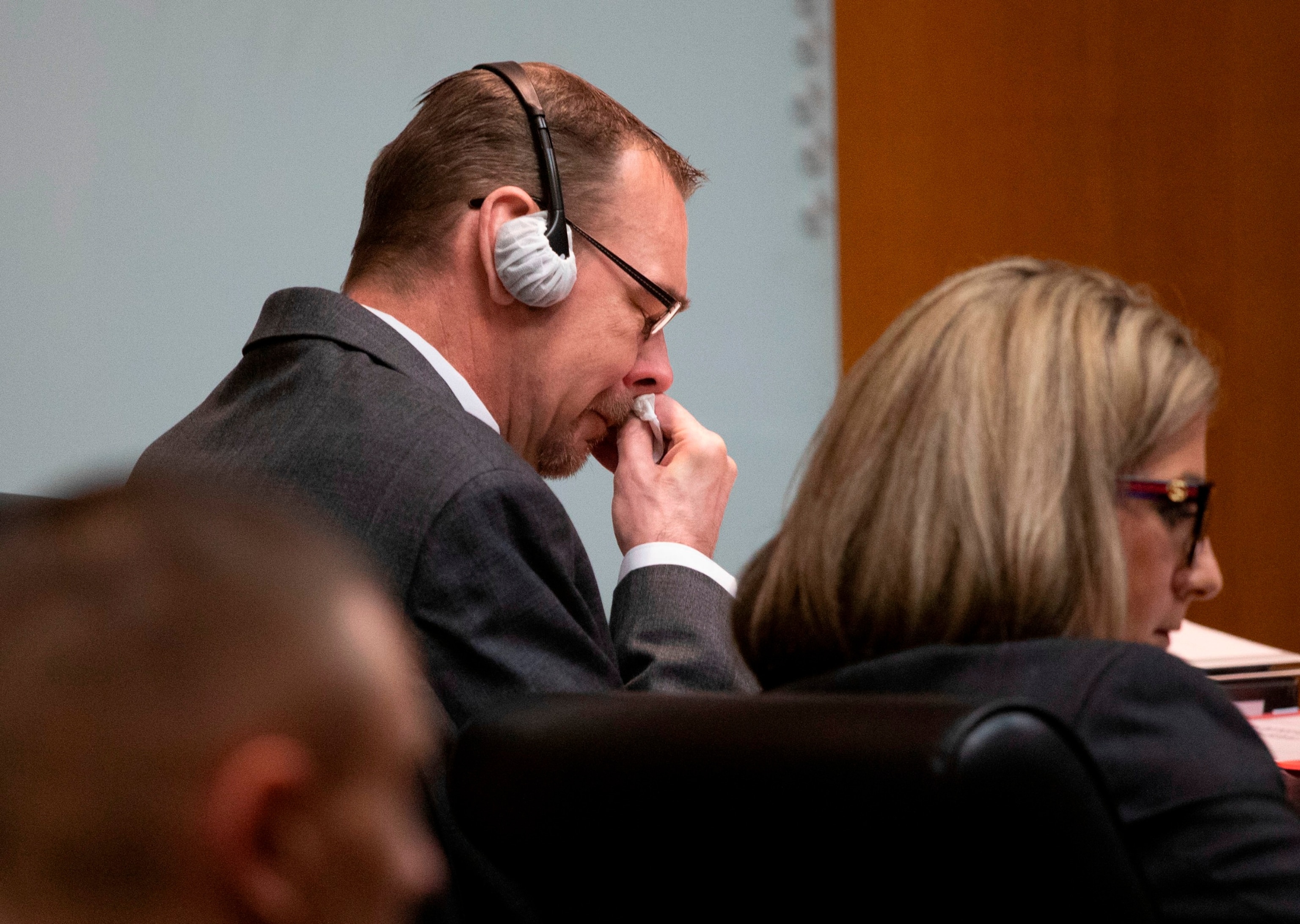 PHOTO: James Crumbley, father of Oxford High School shooter Ethan Crumbley, reacts to testimony on the first day of his trial on four counts of involuntary manslaughter, on March 7, 2024, at Oakland County Circuit Court in Pontiac, Mich.