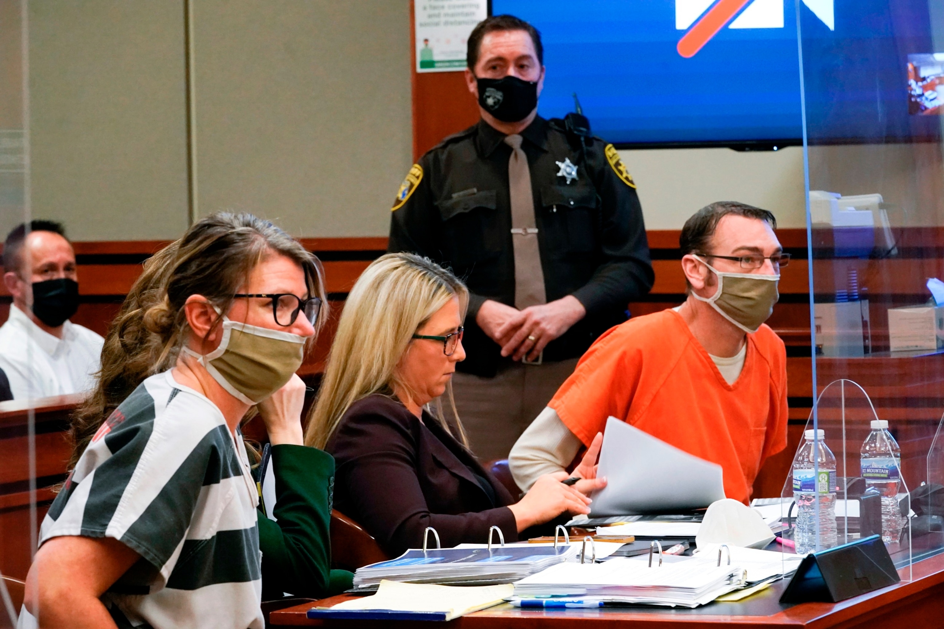 PHOTO: In this Feb. 8, 2022, file photo, Jennifer Crumbley, left, and James Crumbley, right, the parents of Ethan Crumbley, appear in court for a preliminary examination on involuntary manslaughter charges in Rochester Hills, Mich.