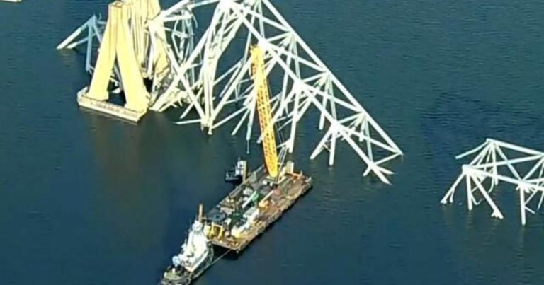 Massive crane barge arrives in Baltimore for Key Bridge collapse cleanup