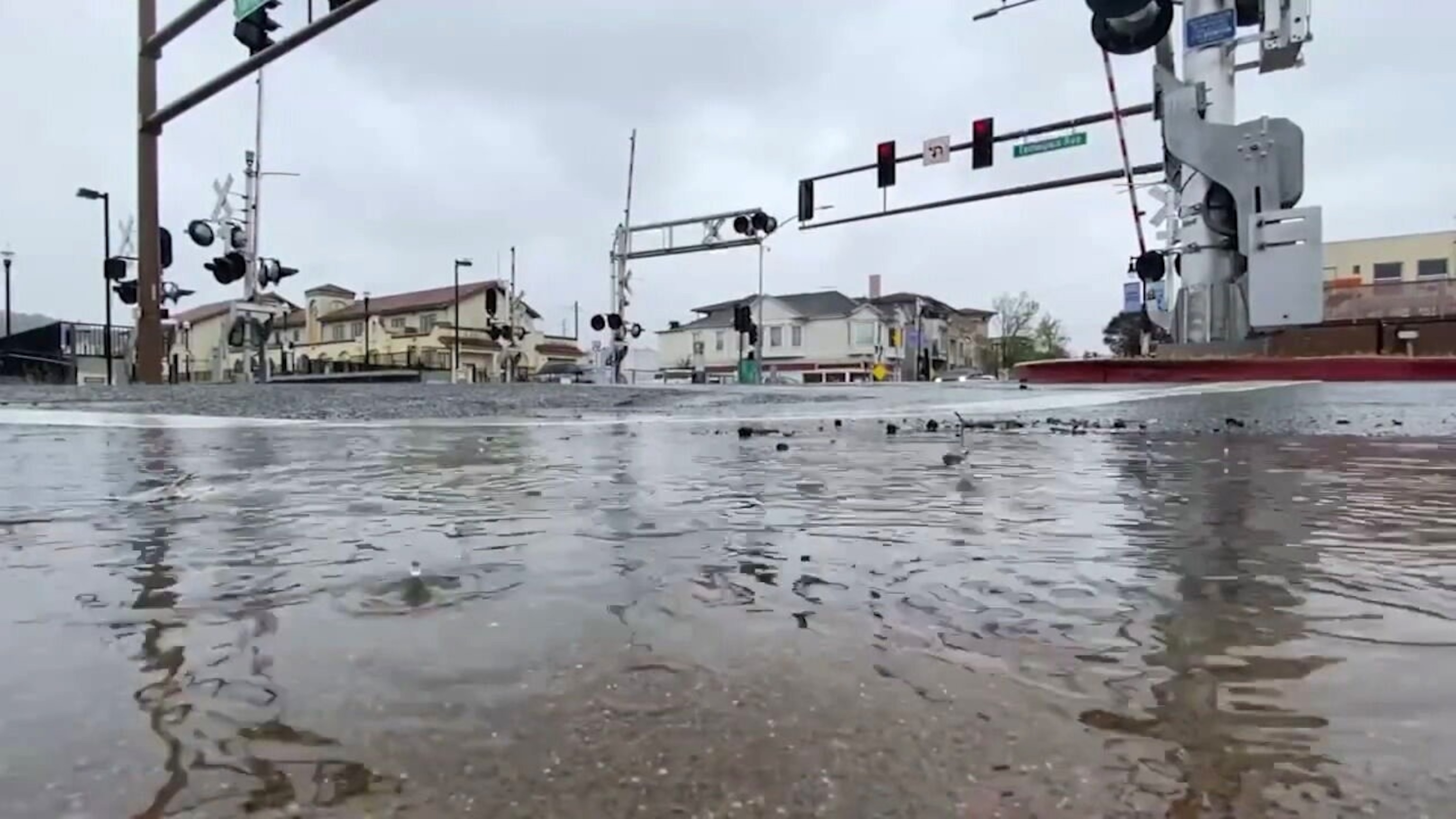 PHOTO: In this screen grab from a video, a flooded street is shown in Santa Rosa, Calif., on March 29, 2024.