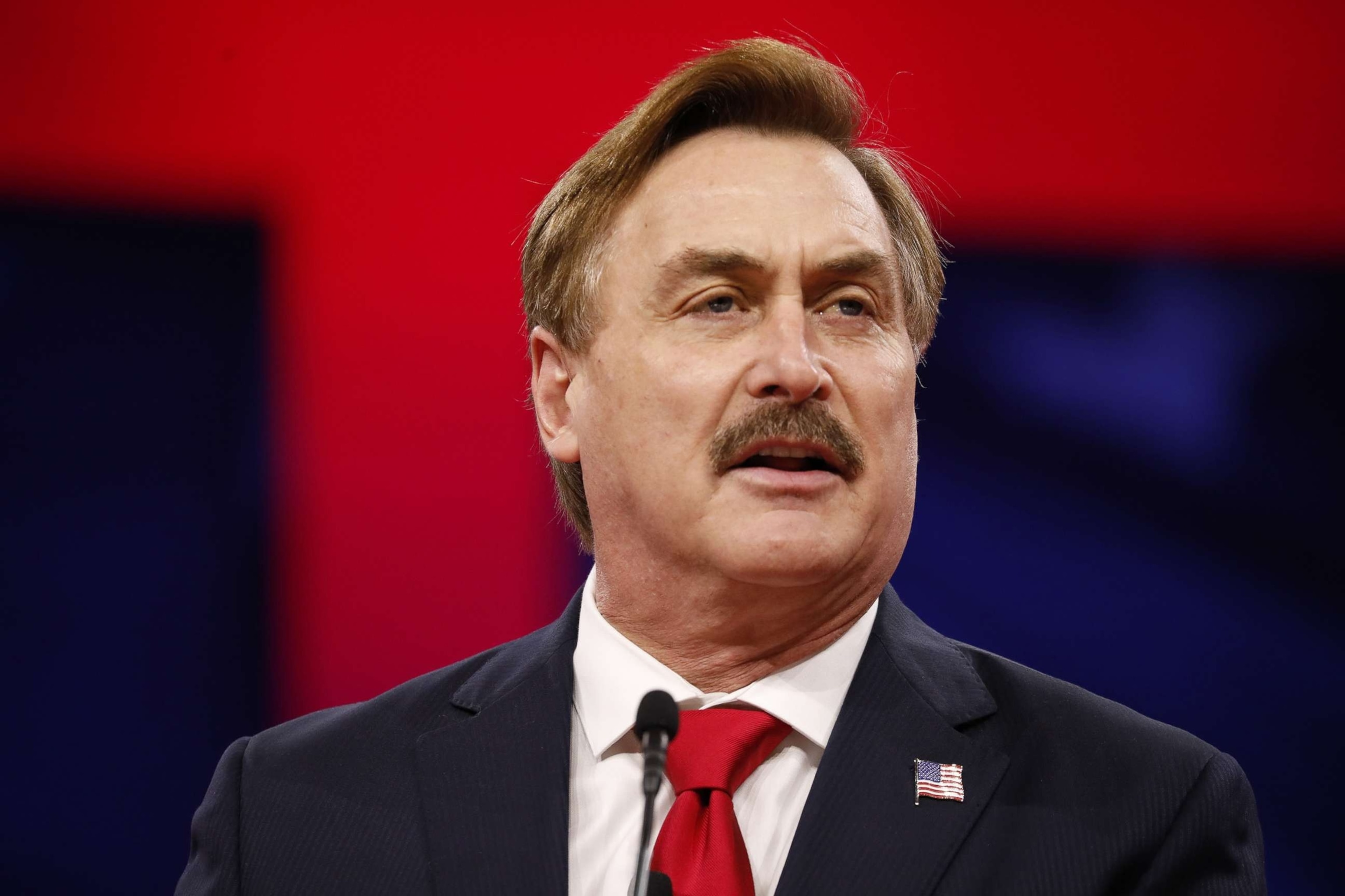 PHOTO: In this Feb. 28, 2019, file photo, Mike Lindell, president and chief executive officer of My Pillow Inc., speaks during the Conservative Political Action Conference (CPAC) in National Harbor, Md.