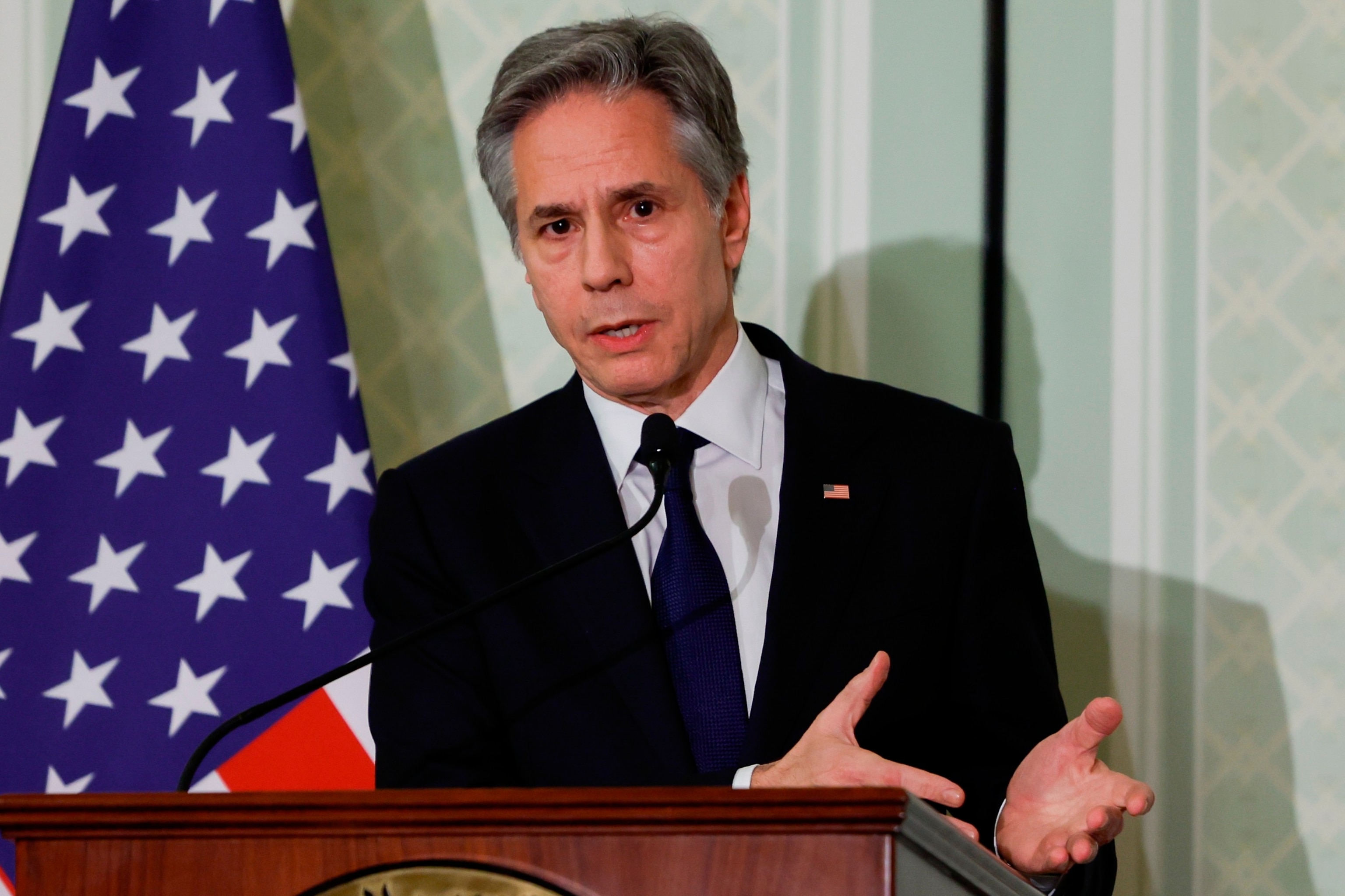 PHOTO: U.S. Secretary of State Antony Blinken holds a joint press conference with Egyptian Foreign Minister Sameh Shoukry, during his visit to Cairo, Egypt March 21, 2024.