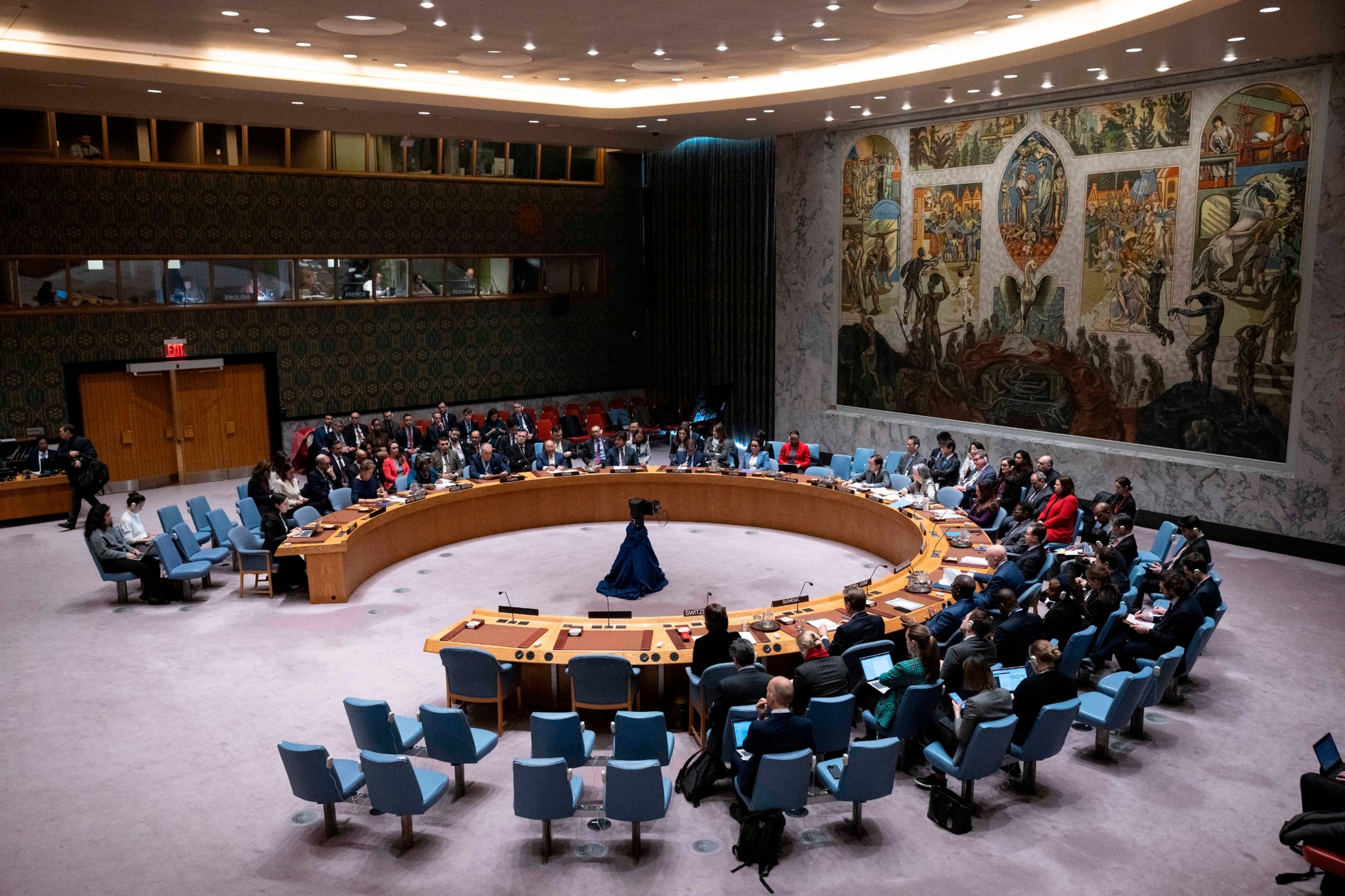 PHOTO: A general view shows the Security Council meeting at United Nations headquarters, March. 22, 2024. 