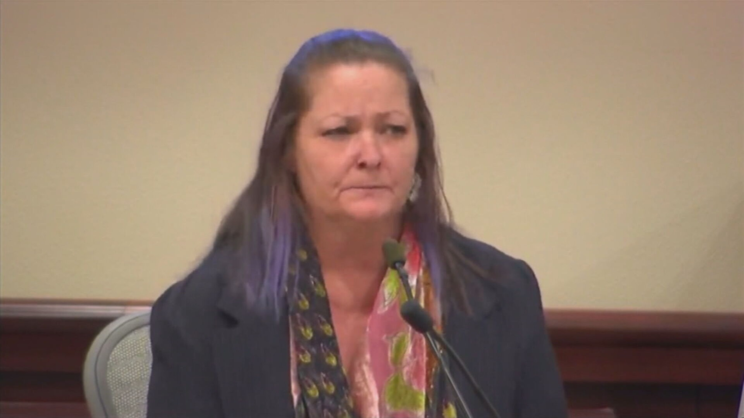 PHOTO: Rebecca Smith speaks at the trial of Hannah Gutierrez, March 4, 2024, in Santa Fe, N.M.