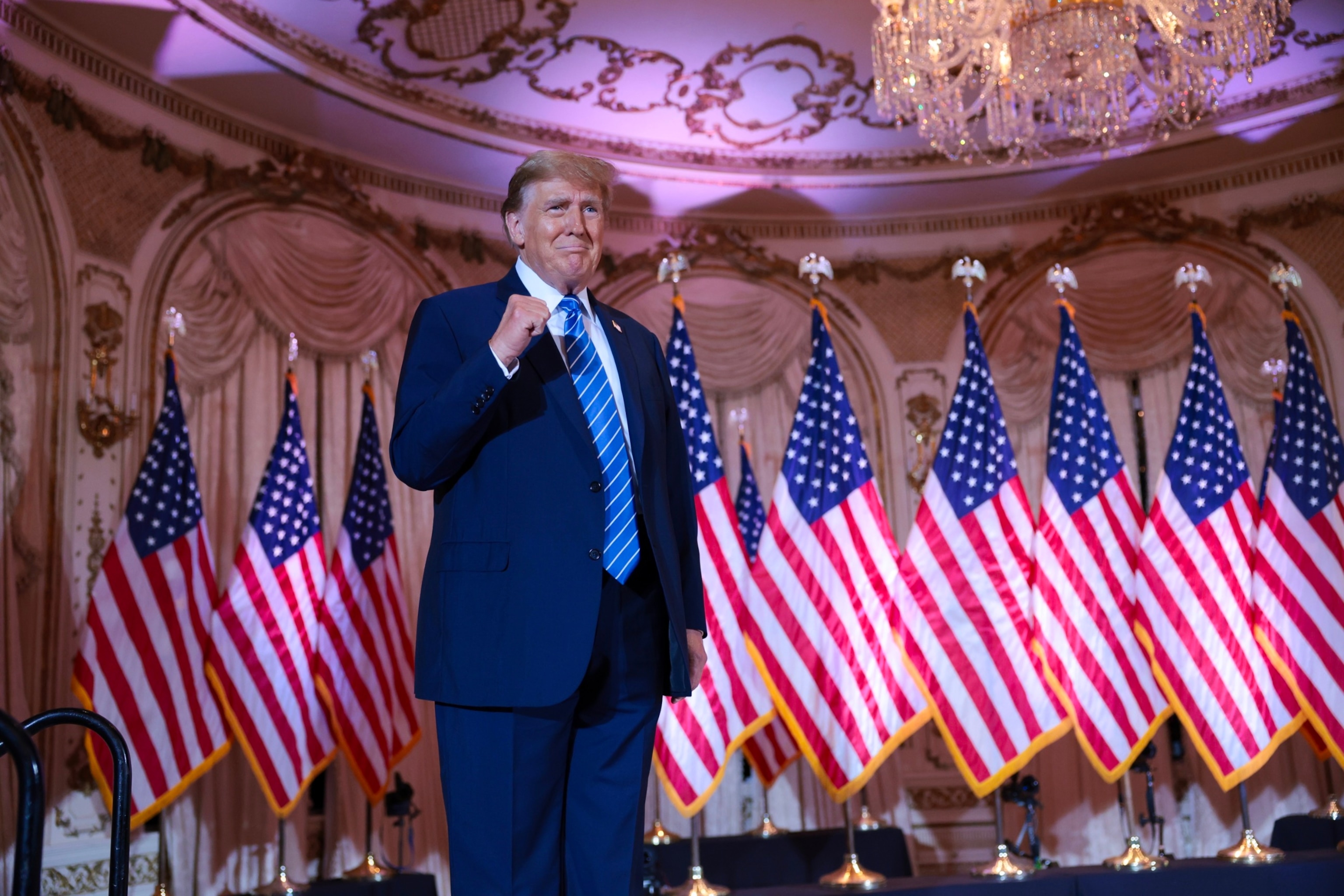 PHOTO: Republican presidential candidate and former President Donald Trump arrives for an election-night watch party at Mar-a-Lago on March 5, 2024, in West Palm Beach, Fla.