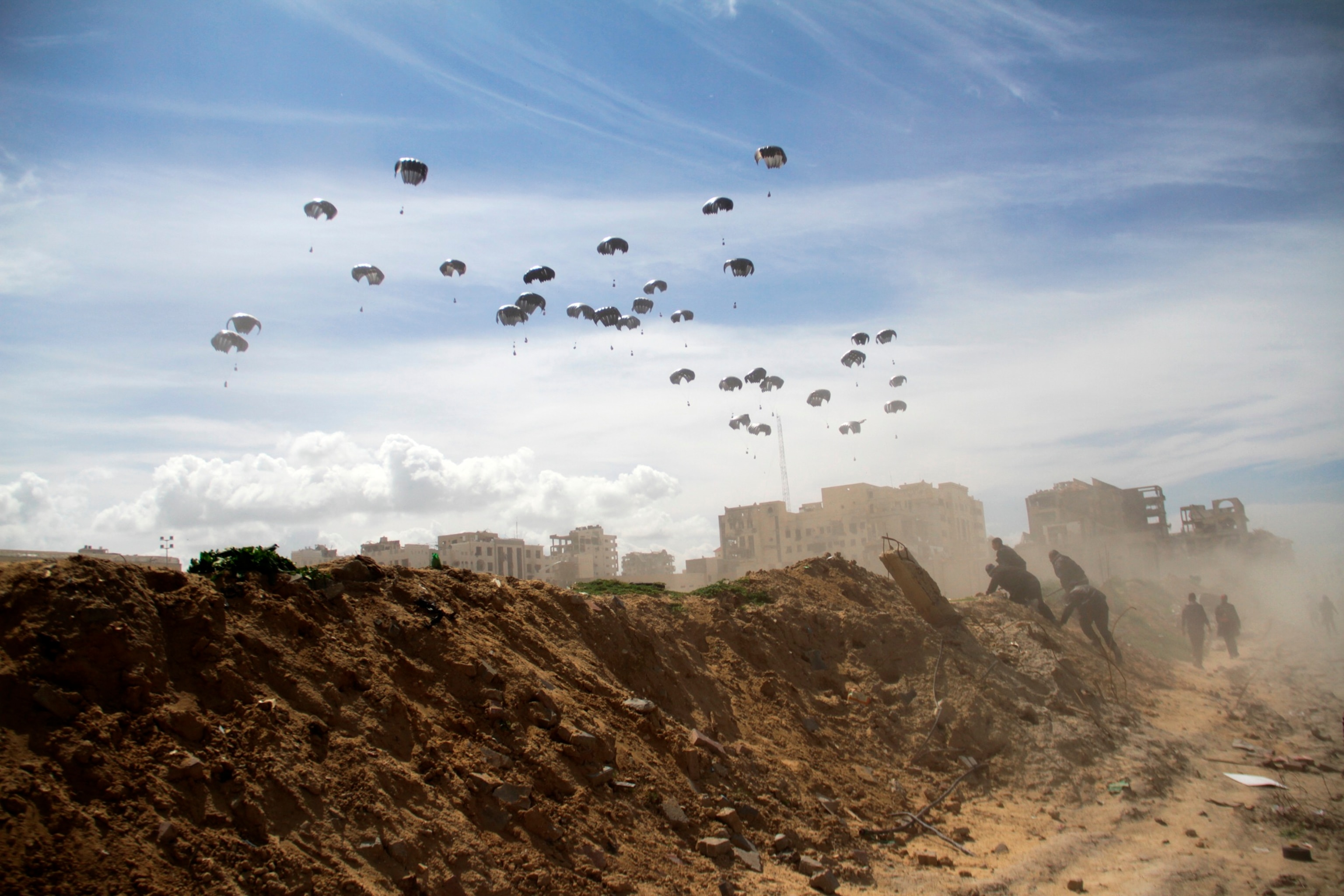 PHOTO: United States Air Force drops humanitarian aid to Palestinians in Gaza City, Gaza Strip, on March 9, 2024.