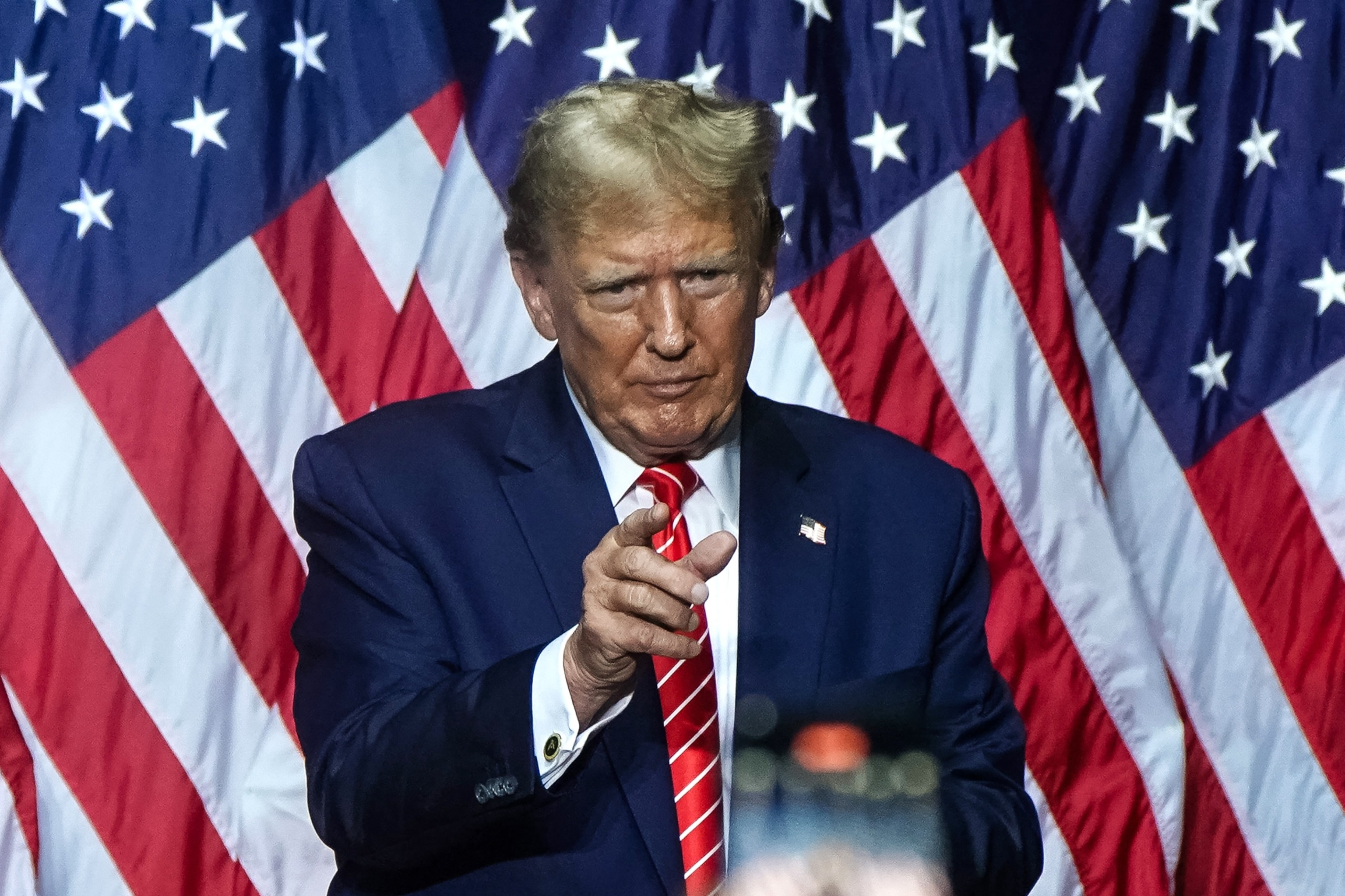 PHOTO: Former President Donald Trump speaking at a campaign event in Rome, GA, Mar. 9, 2024. 