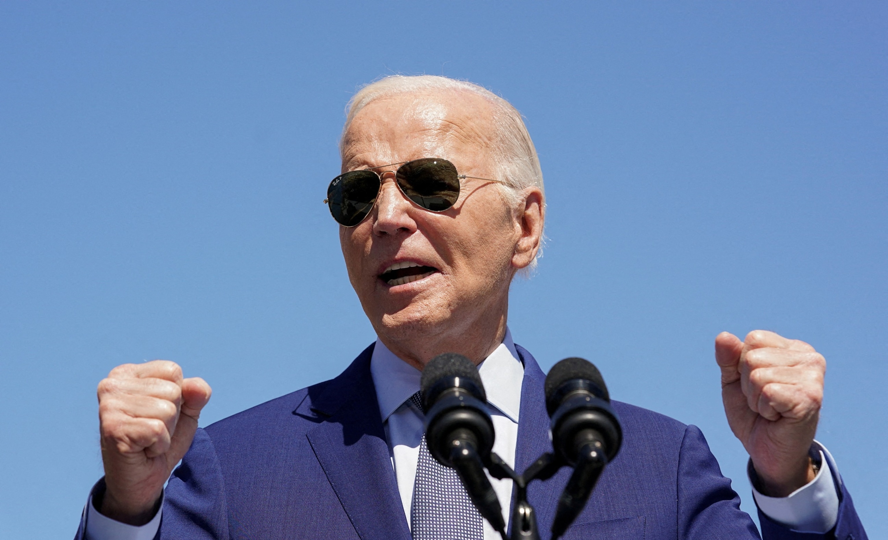 PHOTO: President Joe Biden speaks, as he announces a preliminary agreement with Intel for a major CHIPS and Science Act award, during a visit to the Intel Ocotillo Campus, in Chandler, Ariz., March 20, 2024.